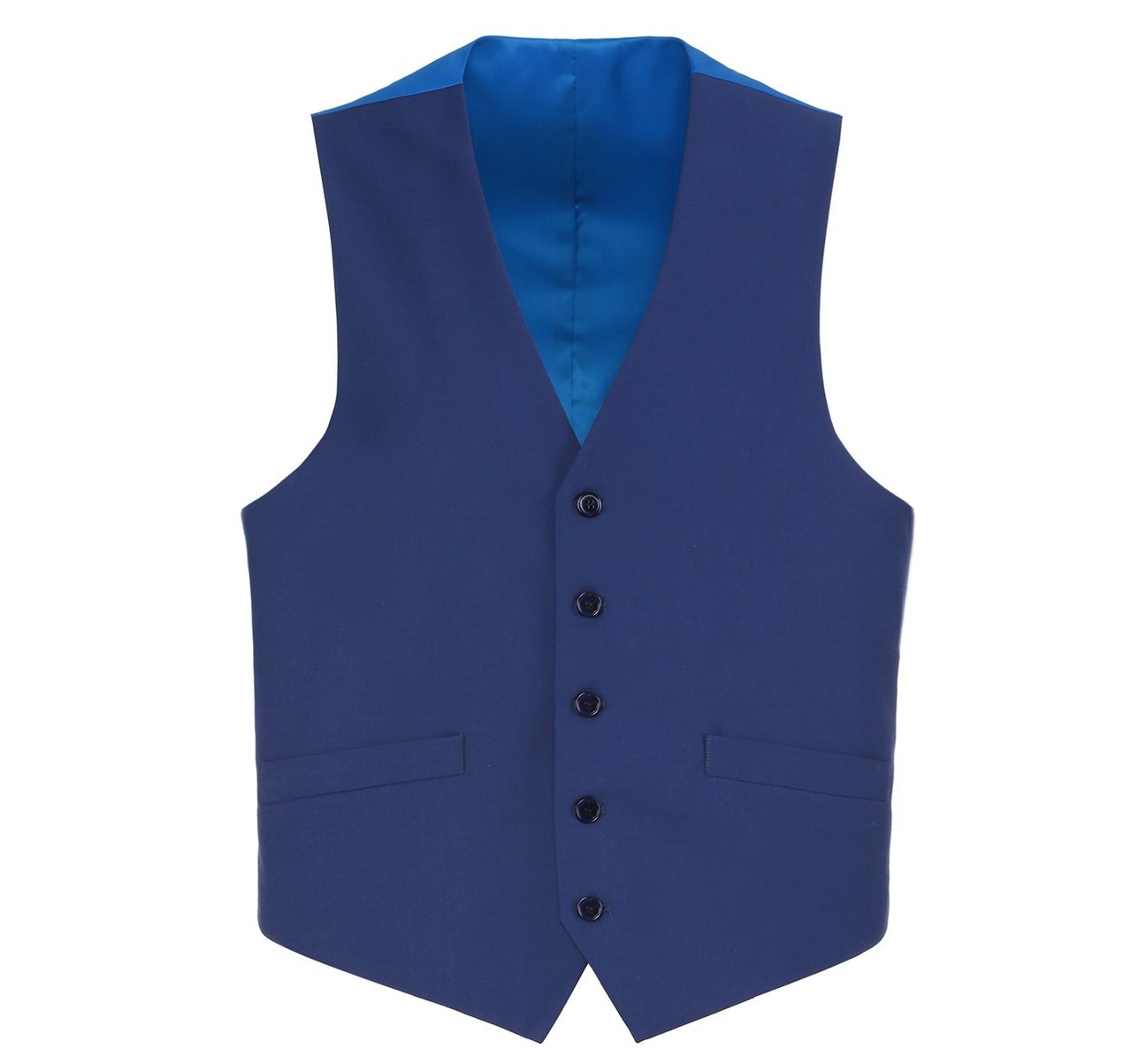 Alessandro Vitello by Renoir Royal Blue Business Suit Vest - Regular Fit Waistcoat for Men - Premium Dress Suit Vest for Formal Occasions, Weddings & Office Wear