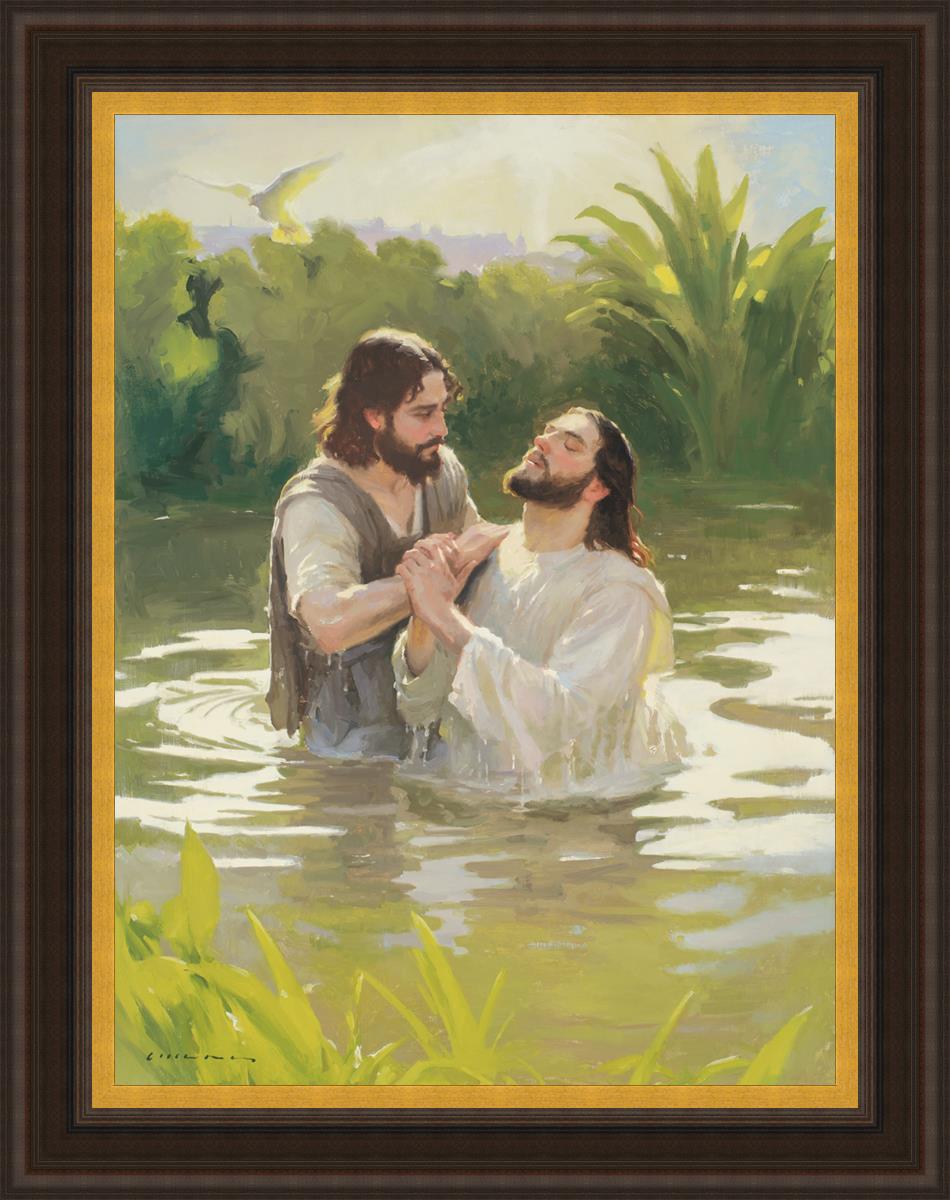 Baptism of The Savior Large Wall Art - Religious Christian Home Decor for Church, Living Room & Office - Inspirational Scripture Painting