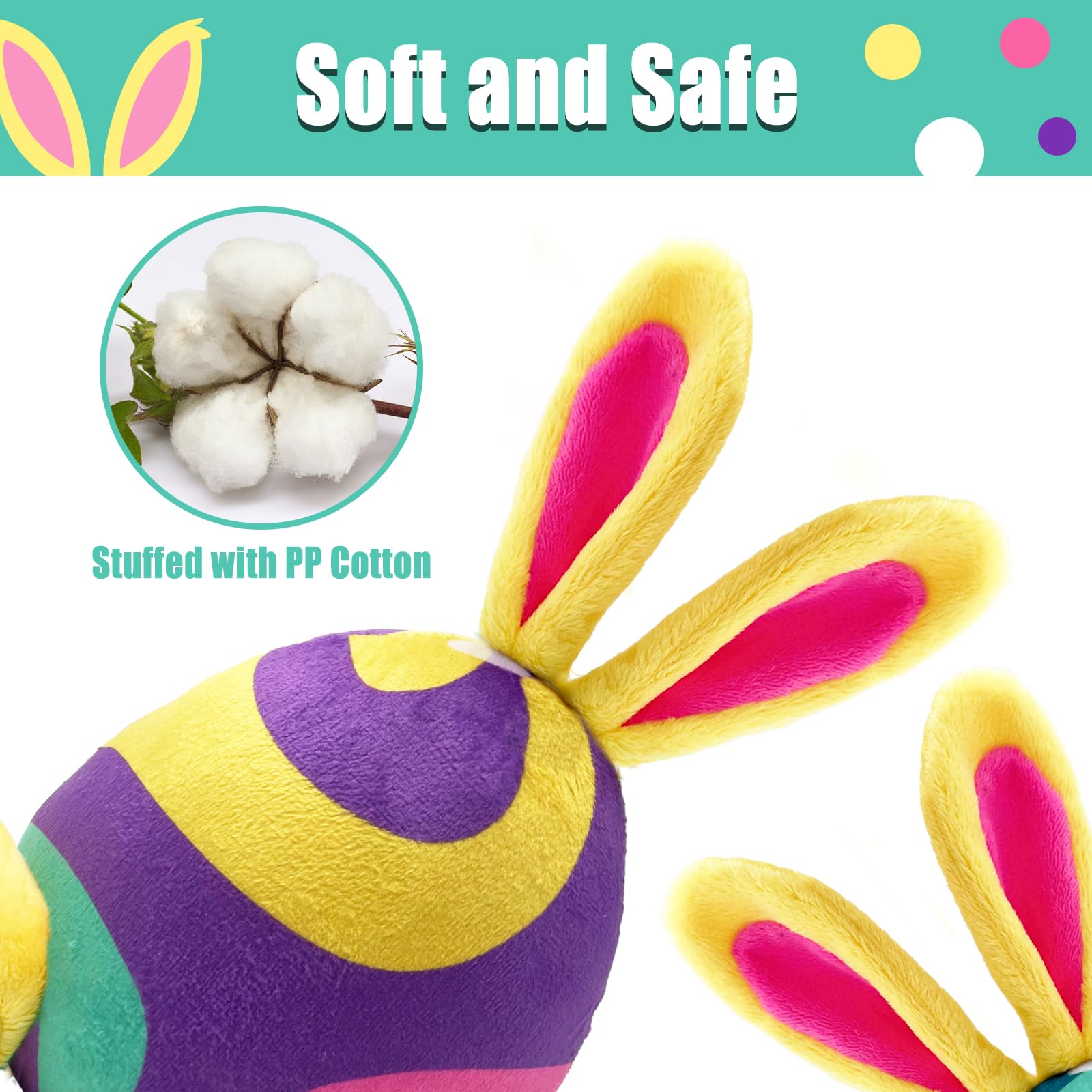 2 Pack Easter Bunny Plush Squeaky Dog Toys - Soft Stuffed Animal Chew Toys for Medium & Large Dogs | Fun Holiday Gift for Pets, Easter Basket Stuffers & Playtime