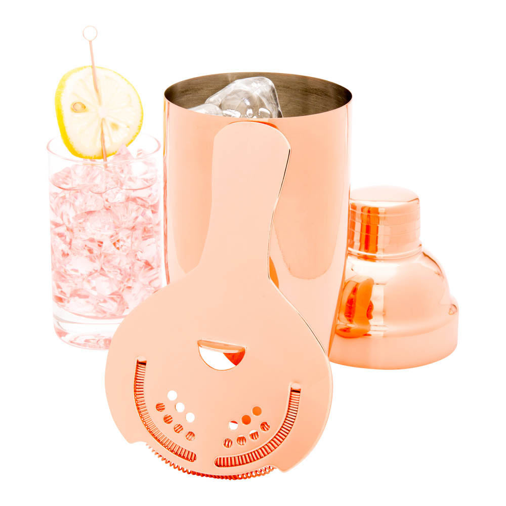 Premium Bar Lux Copper Plated Stainless Steel Hawthorne Cocktail Strainer - 6 Pack (1 Count Box) - Perfect for Mixing Classic Cocktails at Home Bars and Professional Bartending