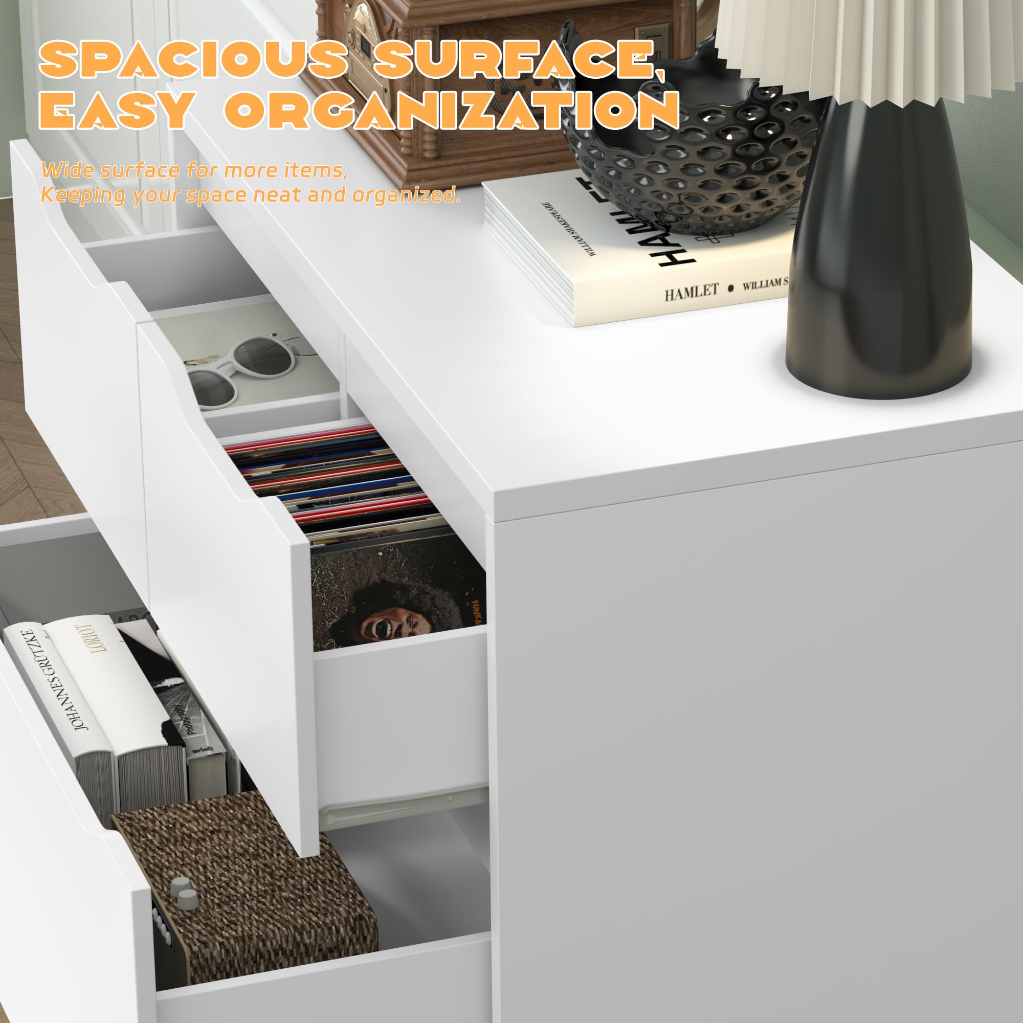 INTERGREAT 6-Drawer Tall Dresser for Bedroom - Modern White Chest of Drawers with Large Storage Space, 27.5