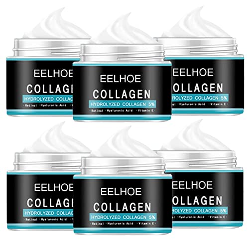 EELHOE Collagen Cream for Men - Anti-Aging Wrinkle Moisturizer & Firming Gel, Hydrating Face Cream for Dark Spots & Fine Lines (6 Pack) - Perfect for Daily Skincare Routine & Night Repair