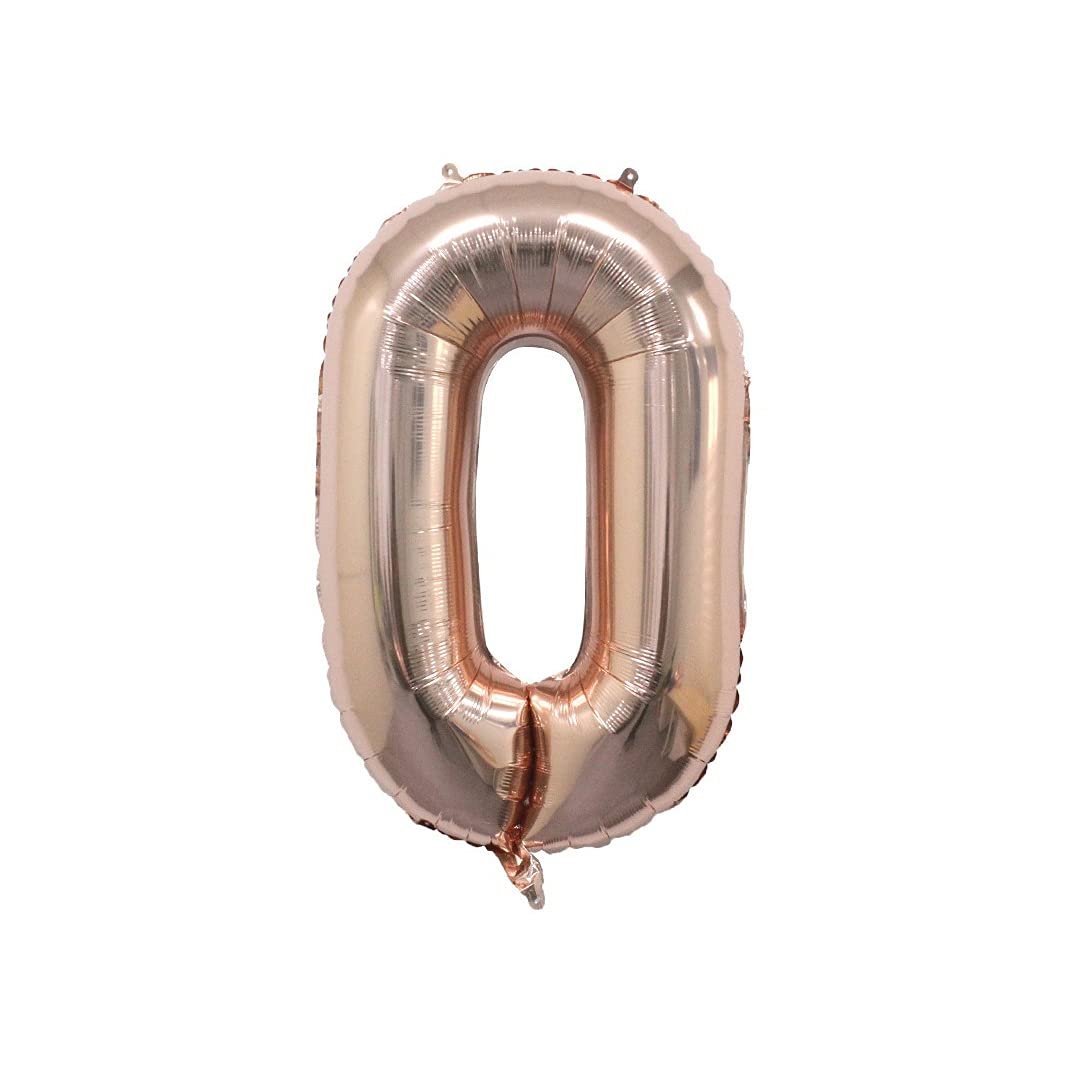 Rose Gold Number 0 Balloon for Birthday Parties, Baby Showers & Celebrations – One Size Fits All