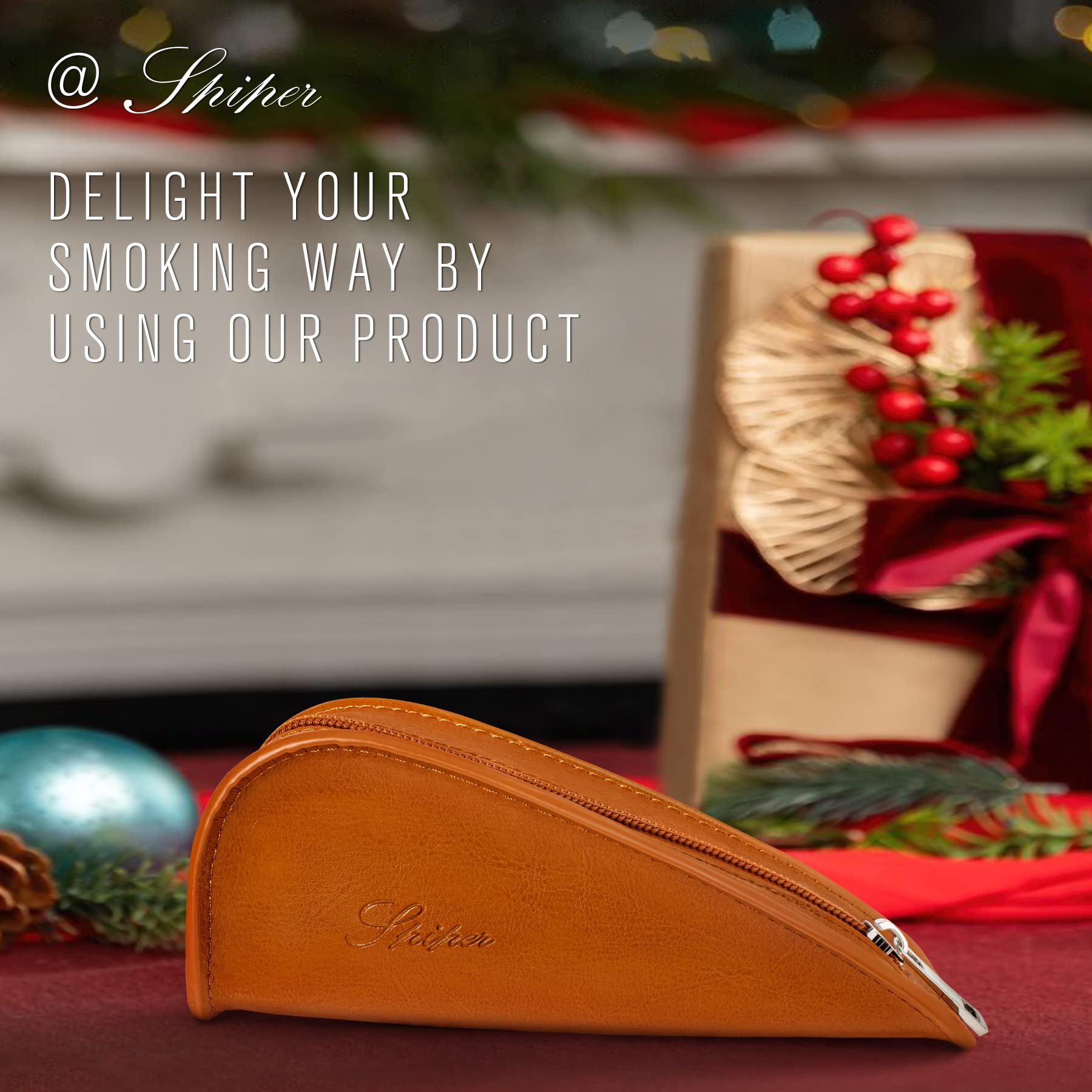 Premium 100% Genuine Leather Tobacco Pipe Pouch - Portable Single Pipe Storage Case with Travel Bag | Perfect for Outdoor Smoking Accessories | Holds 1 Pipe + Tools | Ideal Gift for Pipe Smokers (Brown) | Great for Camping, Hiking & Relaxing Moments
