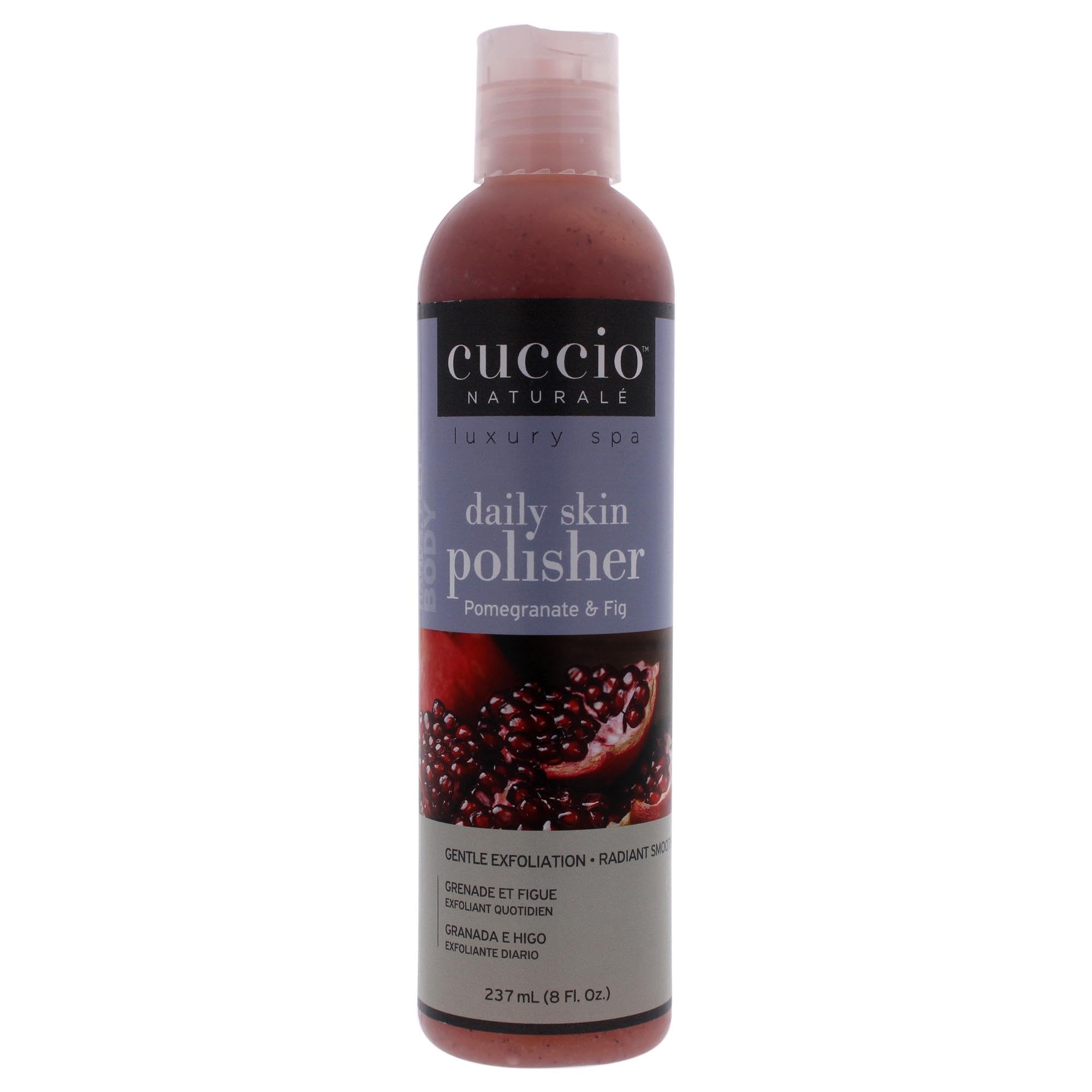 Cuccio Naturale Daily Skin Body Polisher - Gentle Exfoliating Scrub for Soft, Radiant Skin with Pomegranate & Fig (8 oz) - Removes Dead Skin Cells, Soothes & Hydrates - Perfect for Shower, Spa & Self-Care Routine