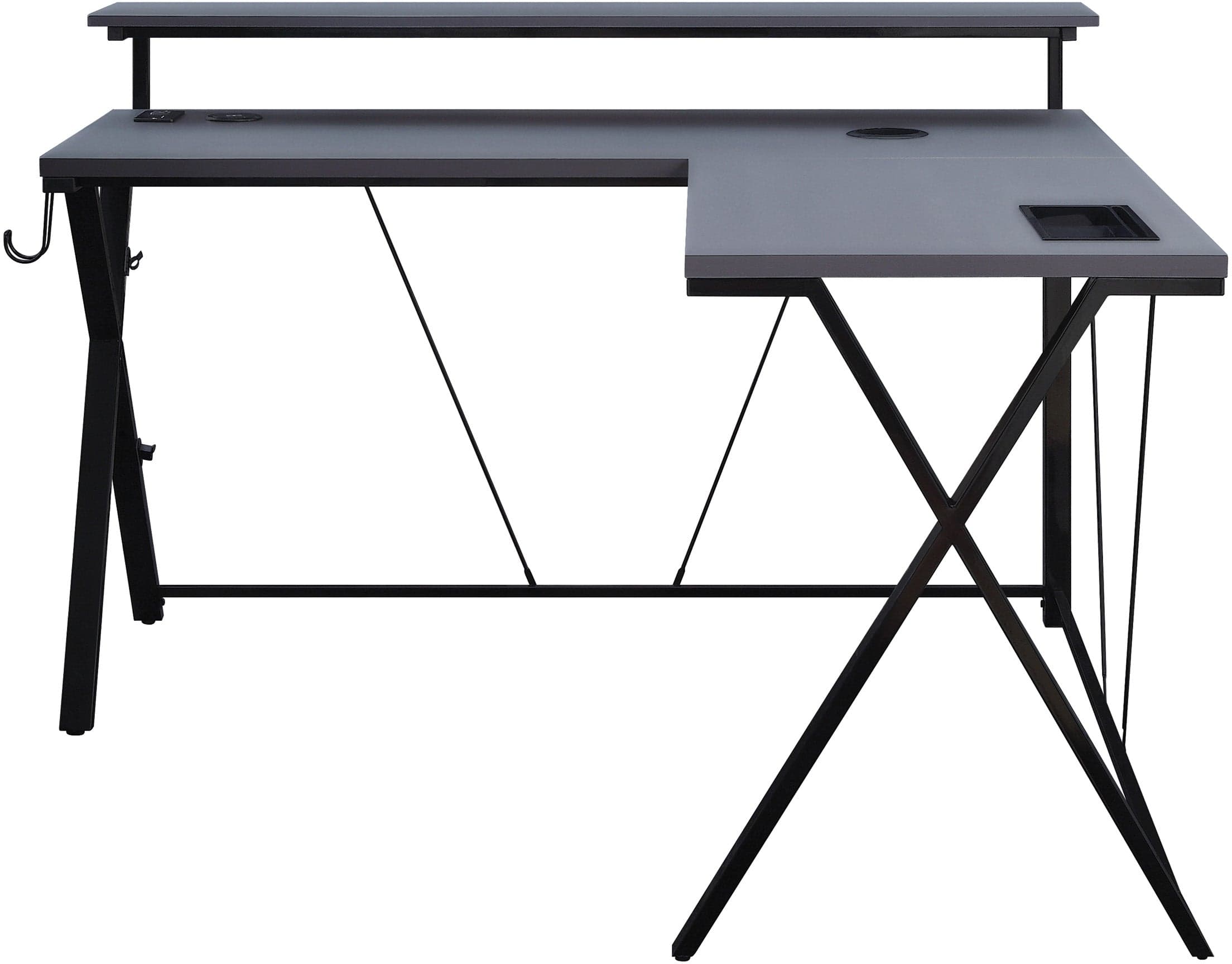 Office Star Checkpoint L-Shaped Gaming Desk [CKP5454GLD] - Ergonomic Computer Desk for Home & Office Gaming Setup, Study Workstation with Ample Space for Monitors & Accessories
