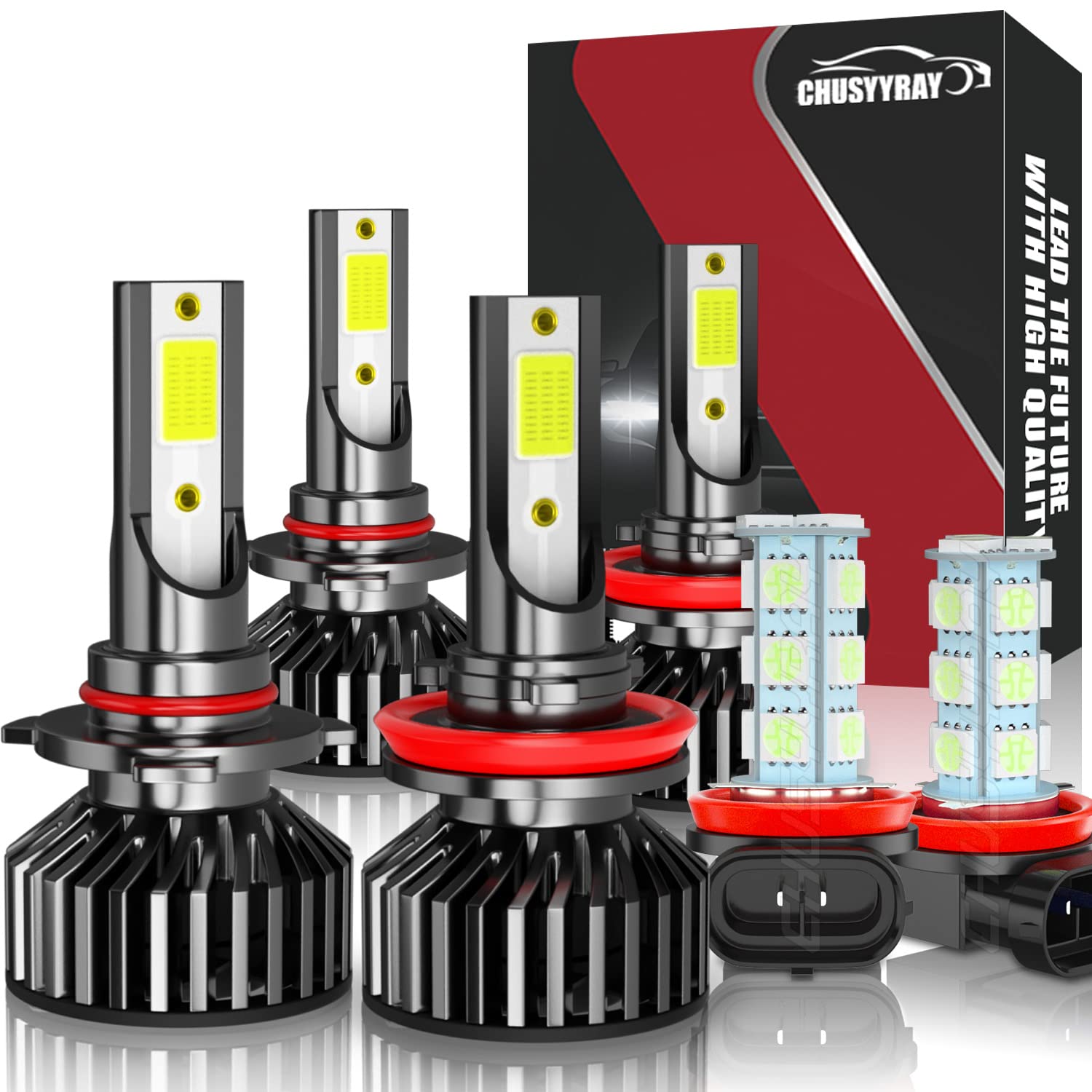 **2016-2020 Honda Civic LED Headlight Bulbs Kit - 9005/HB3 High Beam & H11 Low Beam + H8/H9 Fog Lights - 6000K Super Bright, 300% Brighter, CANBUS Ready, Plug & Play (6-Pack) - Perfect for Night Driving & Enhanced Visibility**