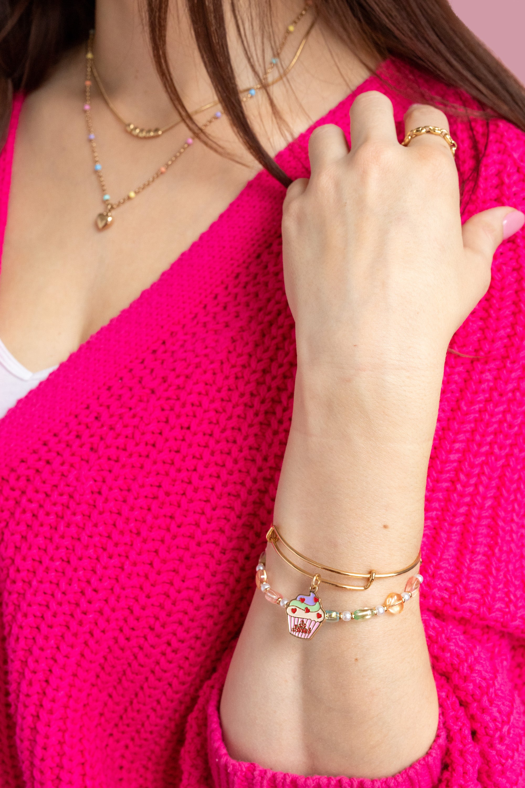 Colorful Heart Beaded Bangle Bracelet for Women - Stylish Bohemian Jewelry Gift for Valentine's Day, Anniversary or Everyday Wear
