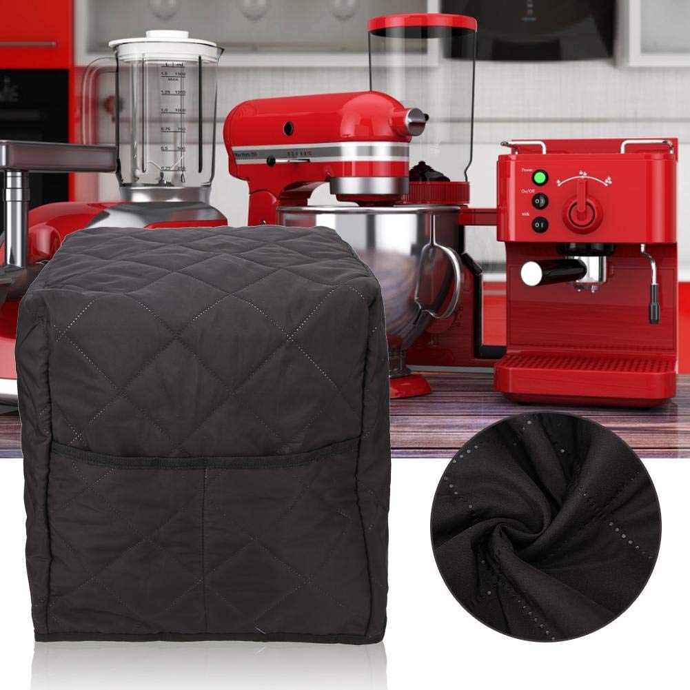 **Quilted Double-Layer Coffee Machine Cover - Washable Cotton Dust Protector for Coffee Makers & Stand Mixers - Black Kitchen Appliance Cover for Home & Cafe Use**