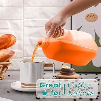 64 Oz. Empty HDPE Plastic Juice & Milk Bottles (6-Pack) with Orange Tamper-Evident Caps - BPA-Free Food Grade Containers for Homemade Juices, Smoothies, Tea, Milk Storage & Meal Prep - Ideal for Home Brewing, Commercial Use & Bulk Beverage Packaging