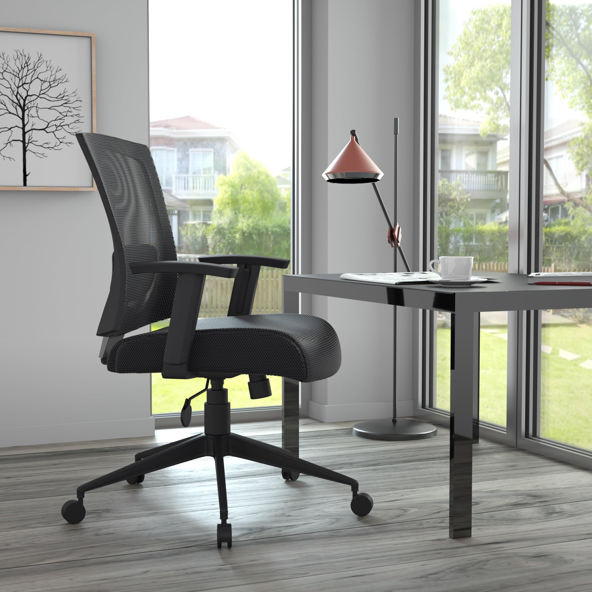 Boss Office Products Black Mesh Back Task Chair - Ergonomic Office Chair for Home & Workspace Comfort