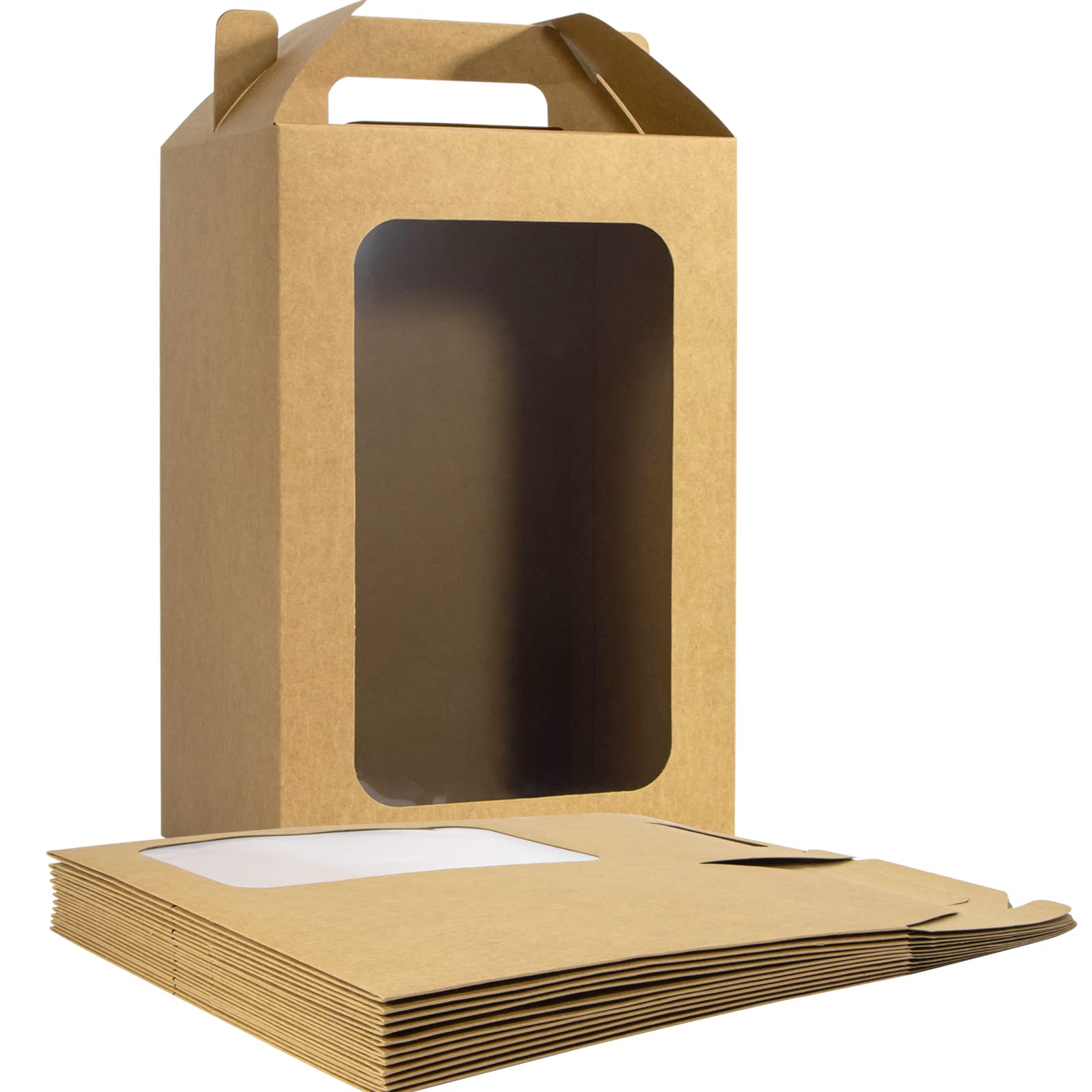 Dasofine 12-Piece Large Gift Boxes with Window - 7.9×6.3×11.8 Inch Transparent Paper Gift Bags with Handles for Bridal Showers, Birthday Parties, Baby Showers & Holiday Gifting - Perfect for Wedding Favors, Christmas Presents & Special Occasions