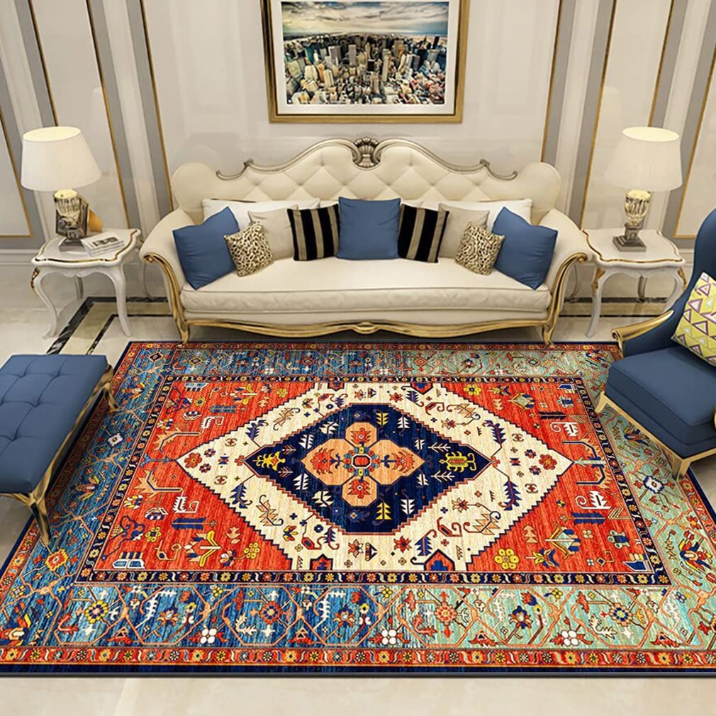 Premium Ultra Soft Cozy Lamb Velvet Persian Area Rug - Luxury Indoor/Outdoor Carpet for Living Room, Bedroom, Bathroom - Bohemian Distressed Runner Rug - 5' x 10' Home Decor - Perfect for Cozy Spaces, Boho Chic Interiors & High-Traffic Areas