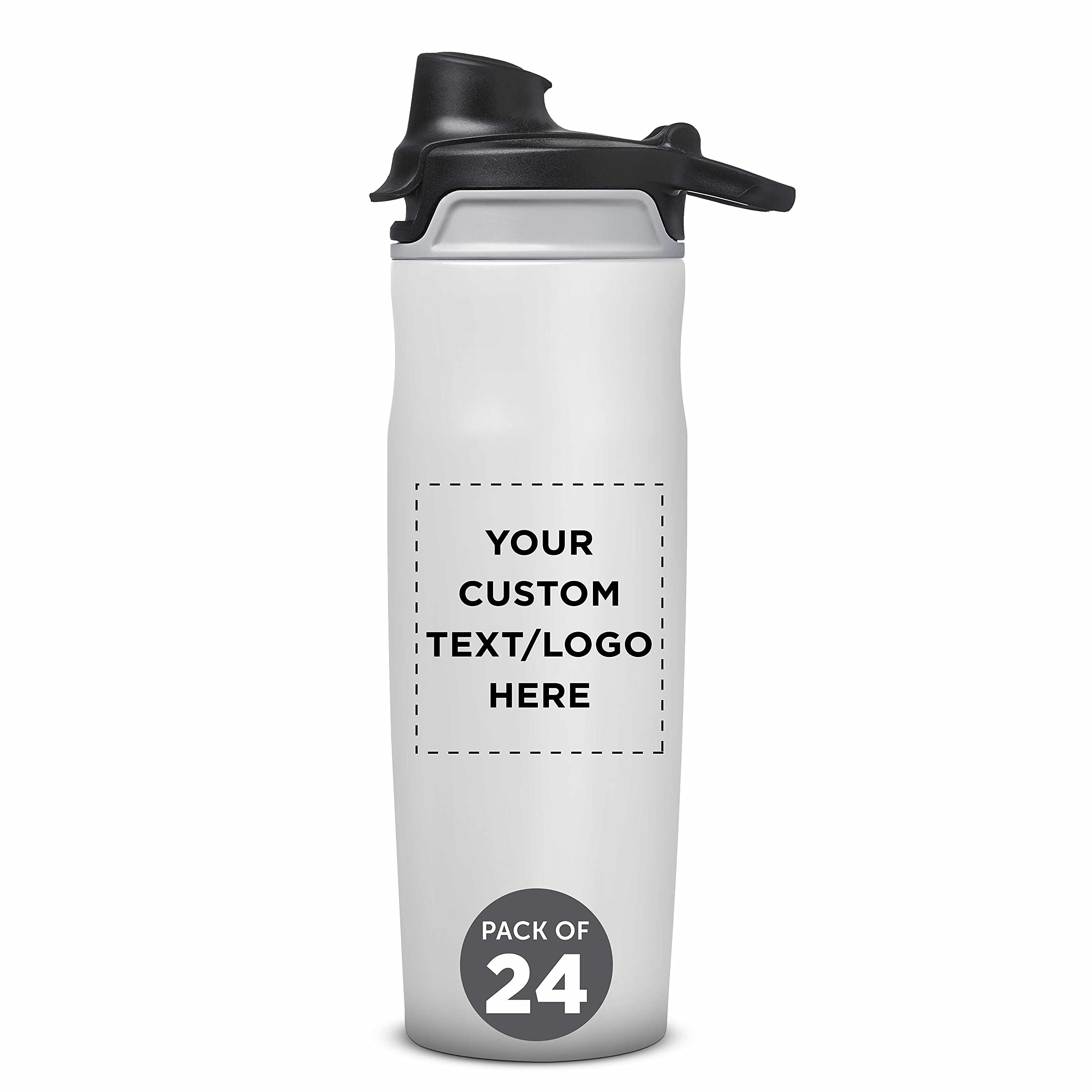 Custom 20oz Juno Water Bottles with Flip Lid - Bulk Pack of 24 Reusable Personalized Bottles - Ideal for Gym, Hiking, Cycling & School - White - Perfect for Sports, Outdoor Activities & Team Events