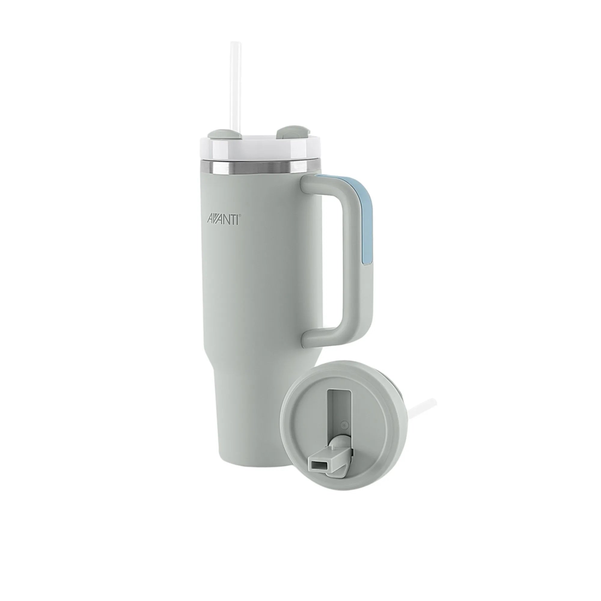 Avanti Hydroquench Water Bottle with 2 Lids - 1L Grey Mist Insulated Stainless Steel Thermos for Gym, Hiking & Outdoor Activities