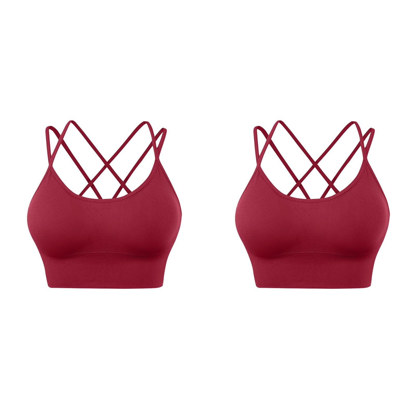Women's Criss-Cross Back Padded Sports Bra - Medium Support Yoga & Workout Bra 2-Pack - Perfect for Gym, Running & Everyday Wear