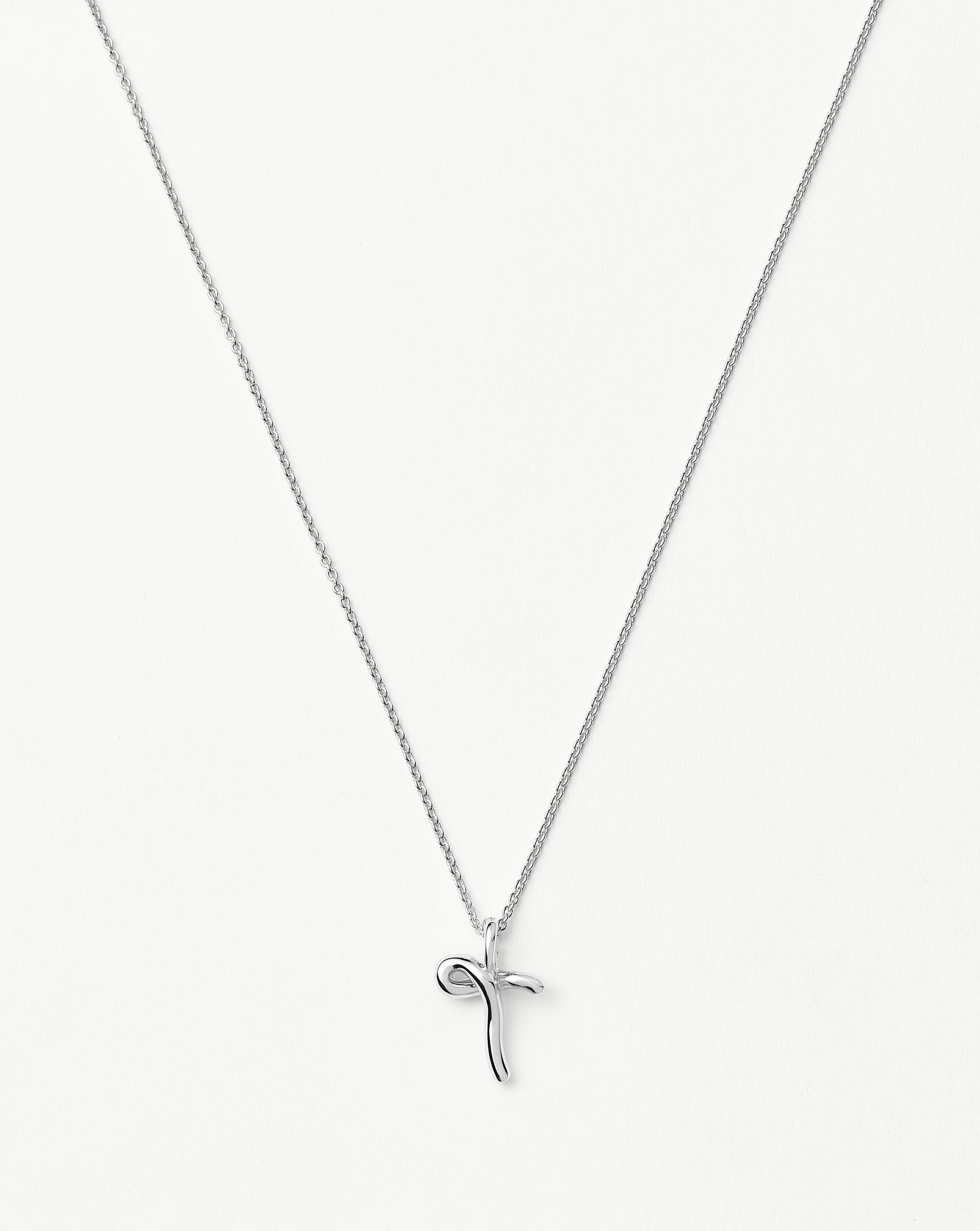 Curly Molten Mini Initial Necklace - Sterling Silver Personalized Jewelry | Perfect Gift for Women, Birthday, Anniversary & Everyday Wear