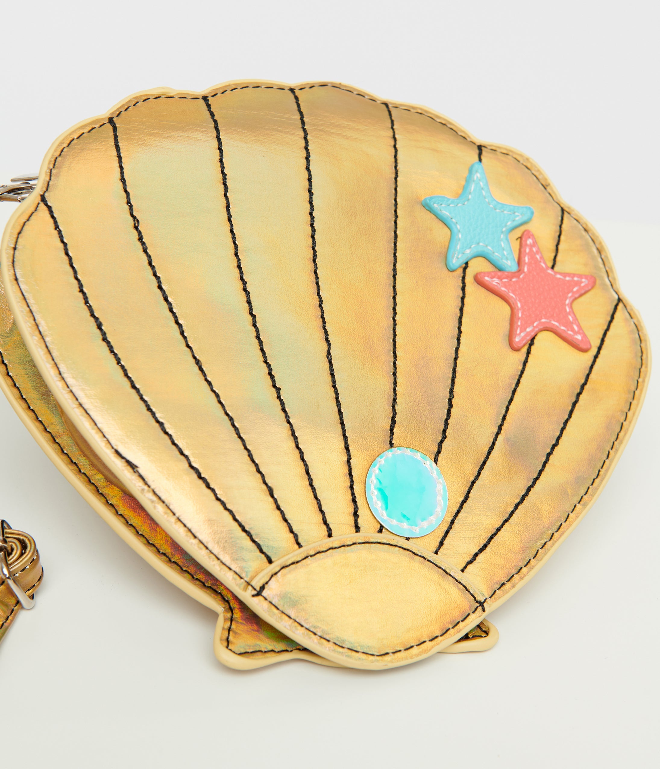 Stylish Metallic Gold Seashell Crossbody Bag for Women - Trendy Beach Party & Summer Vacation Accessory