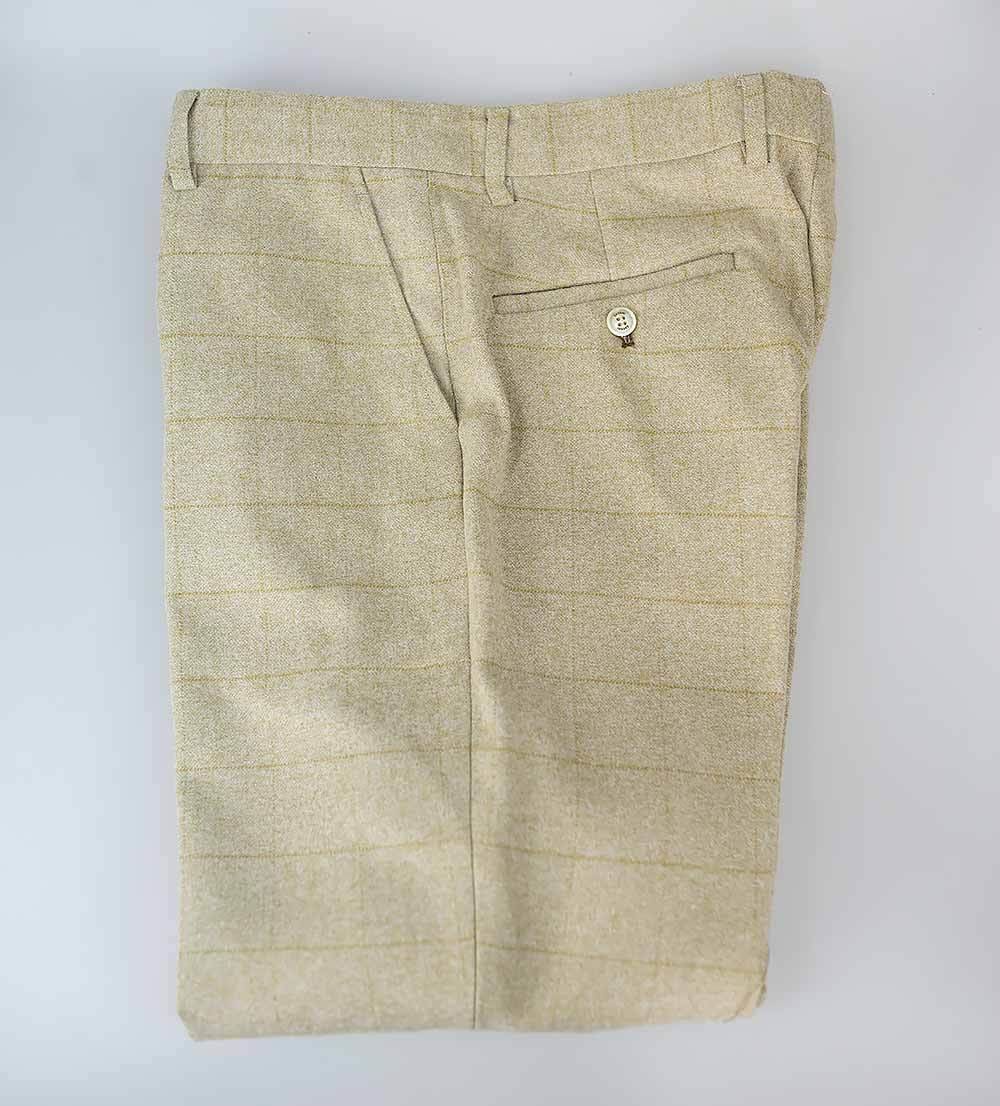 Cavani Draco Tweed Beige Men's Slim Fit Dress Pants for Office, Business & Formal Occasions