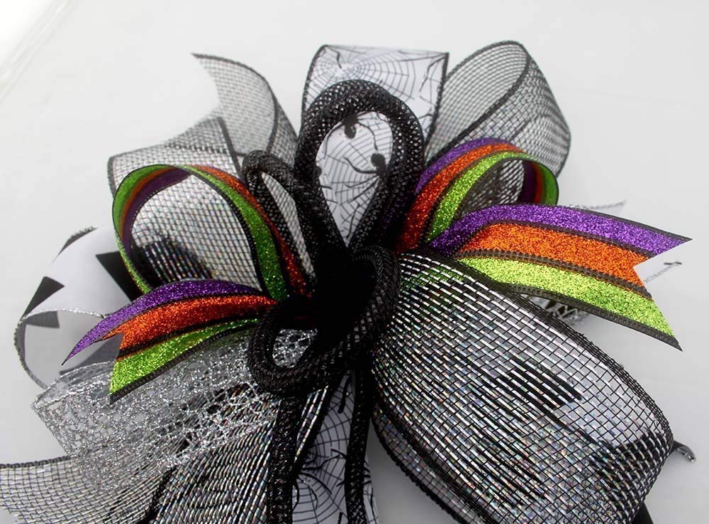 Spooky Halloween Spider Bow for Wreaths, Mantle Decor, Lanterns - Elegant Holiday Ribbon for Weddings, Halloween & Christmas Decorations - Perfect for DIY Crafts, Gift Wrapping & Seasonal Home Decor
