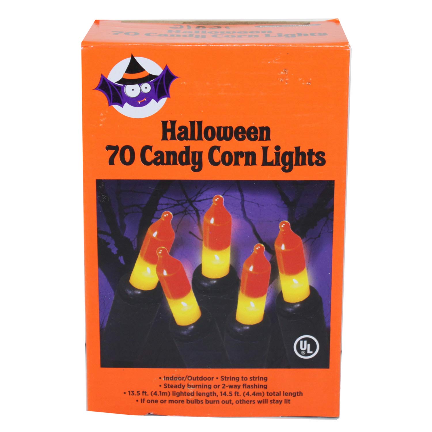 70 LED Halloween Candy Corn String Lights - Orange, White & Yellow Decor for Indoor/Outdoor Party, Home, Garden, and Holiday Decorations