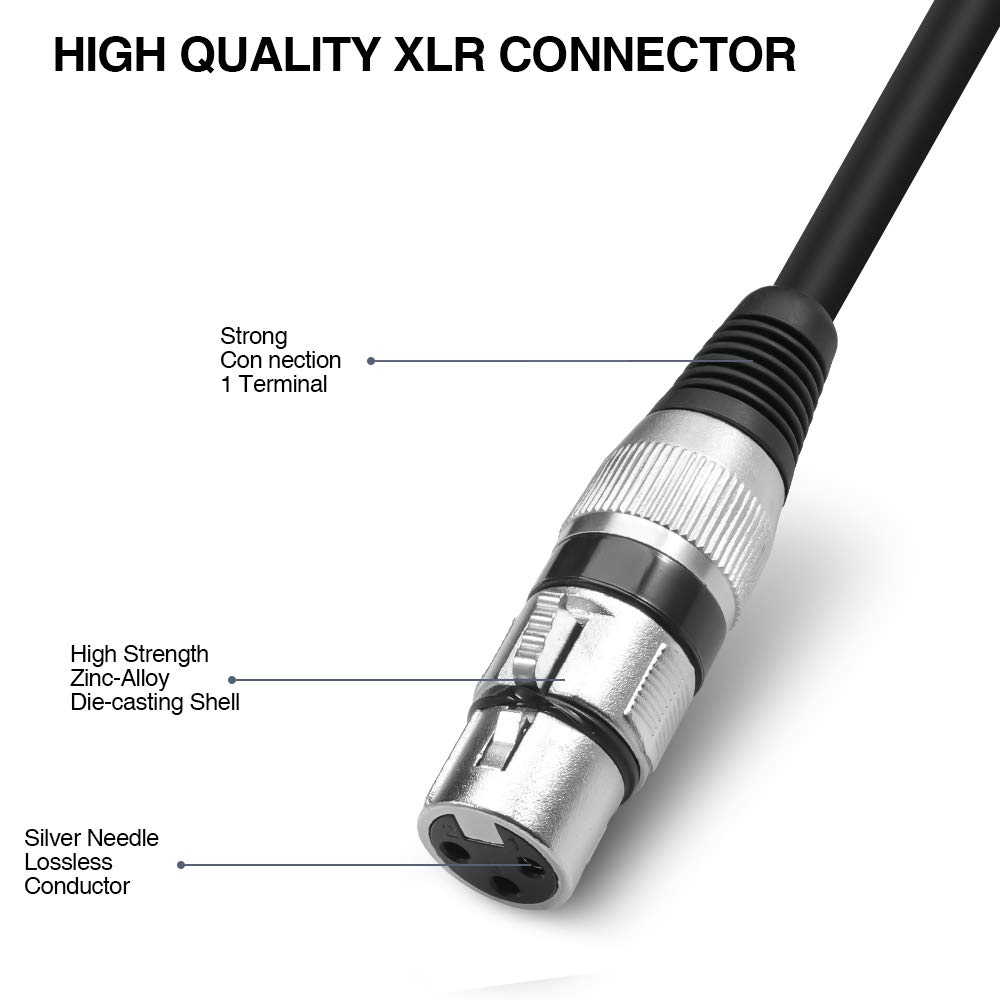 Disino XLR Female to USB Microphone Converter Cable - 6ft Audio Interface Adapter for Recording, Karaoke, Podcasting & Live Streaming - Compatible with Mics, Studio Gear & Digital Devices