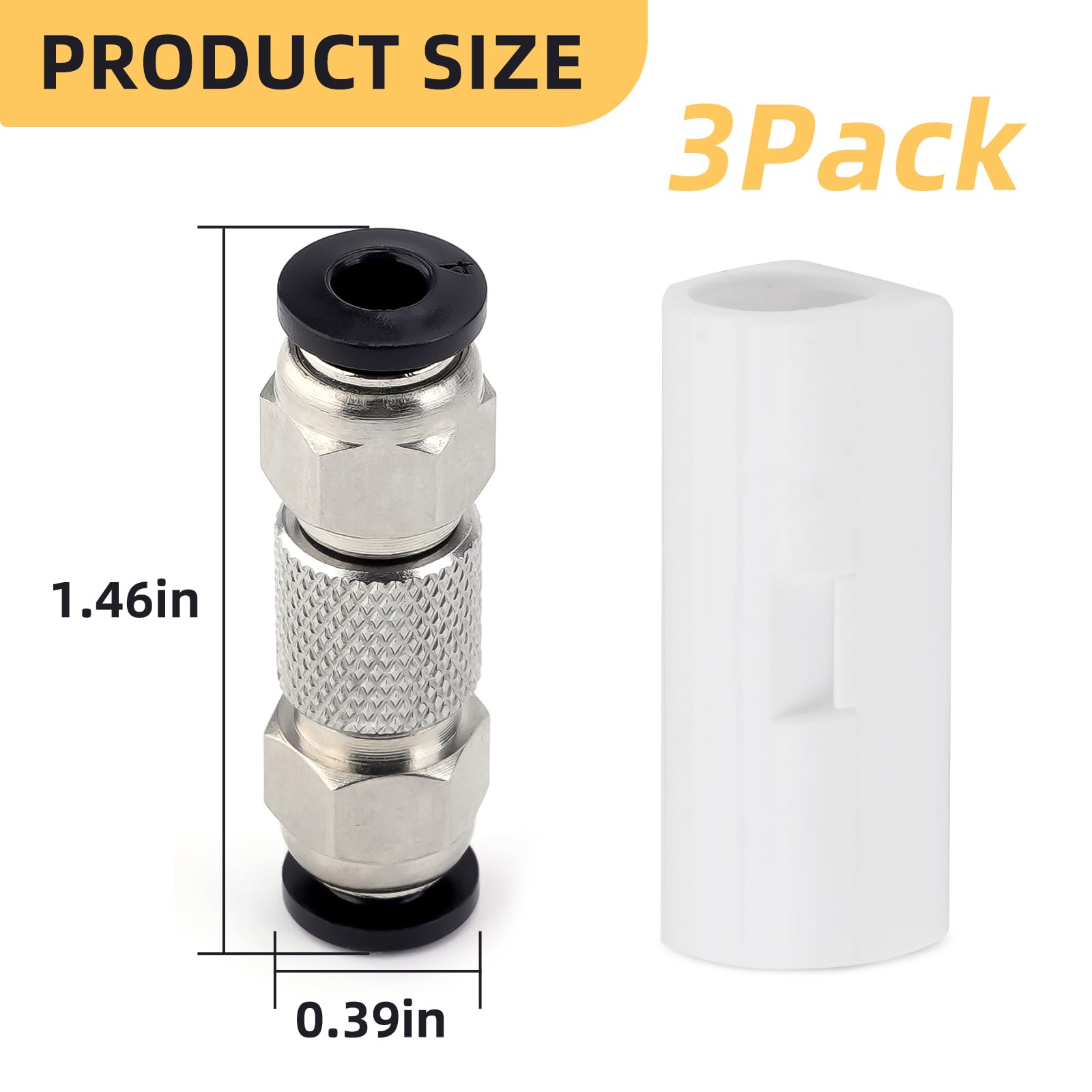 3Pcs Teflon PTFE Tube Fittings for Bambu Lab X1/P1/A1/A1 Mini 3D Printers - High-Temperature Resistant Plastic-Metal Hybrid Feed Tube for 3D Printing & Engraving Machines - Perfect for Filament Feeding & CNC Applications