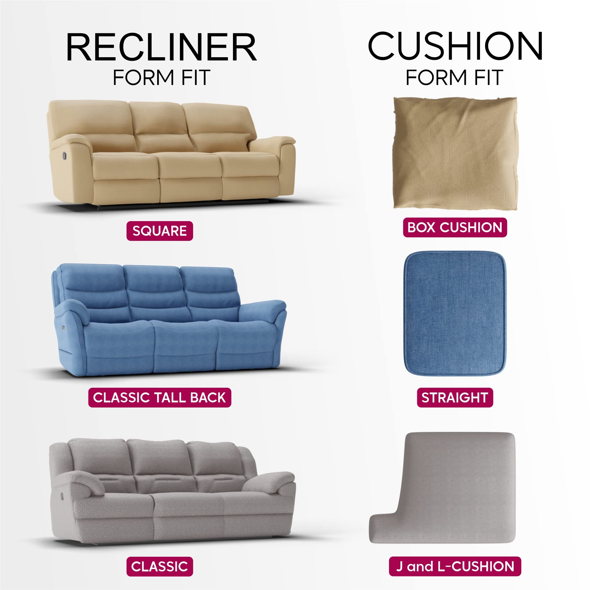 PAULATO BY GA.I.CO. Recliner Sofa Cover - Stretchable 1-Piece Slipcover for Reclining Couches - Soft Polyester Fabric Furniture Protector - Velvet Collection in White - Perfect for Living Room, Home Theater & Office Use