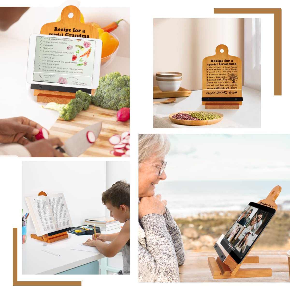 Best Grandma Gifts - Thoughtful Mother's Day & Birthday Presents for Nana | Cookbook Stand & Recipe Holder for Kitchen | Perfect Gift from Grandchildren for Cooking Enthusiasts | Ideal for Holiday, Anniversary & Family Gatherings