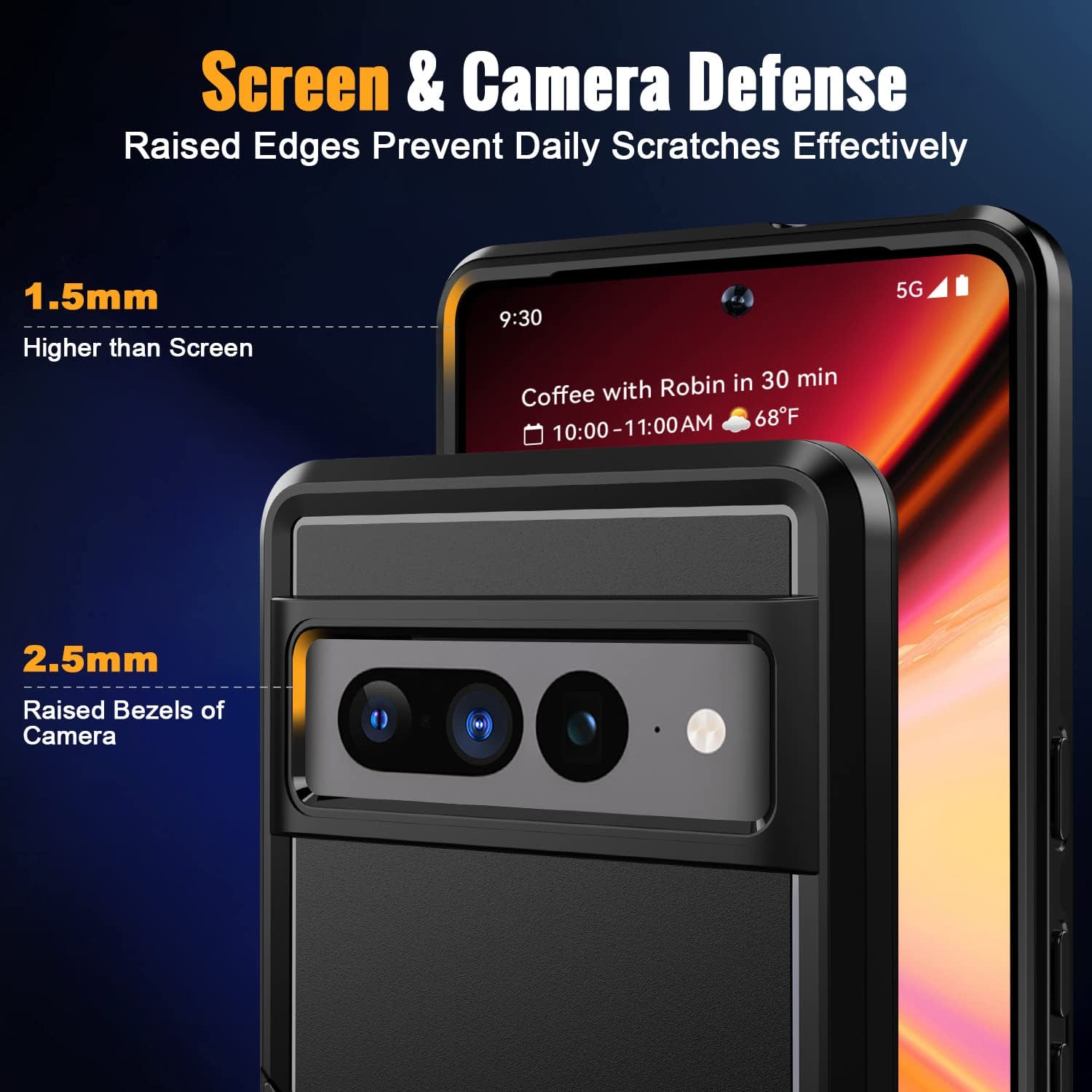 Google Pixel 7 Pro Kickstand Case with 360° Rotating Ring - Shockproof Protective Cover for Work, Travel & Everyday Use