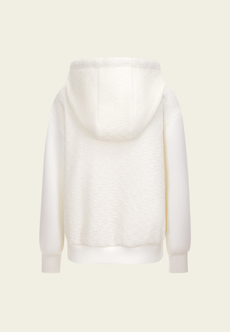 Stylish Hooded White Jacket with Patch Detail - Perfect for Casual Outfits & Outdoor Adventures