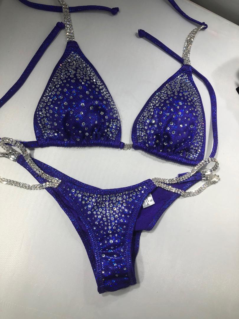 BV11006 Purple Bikini Competition Swimsuit - Sweetheart Brazilian Back & Padded Top for Women | Perfect for Beach, Pool, and Bodybuilding Contests