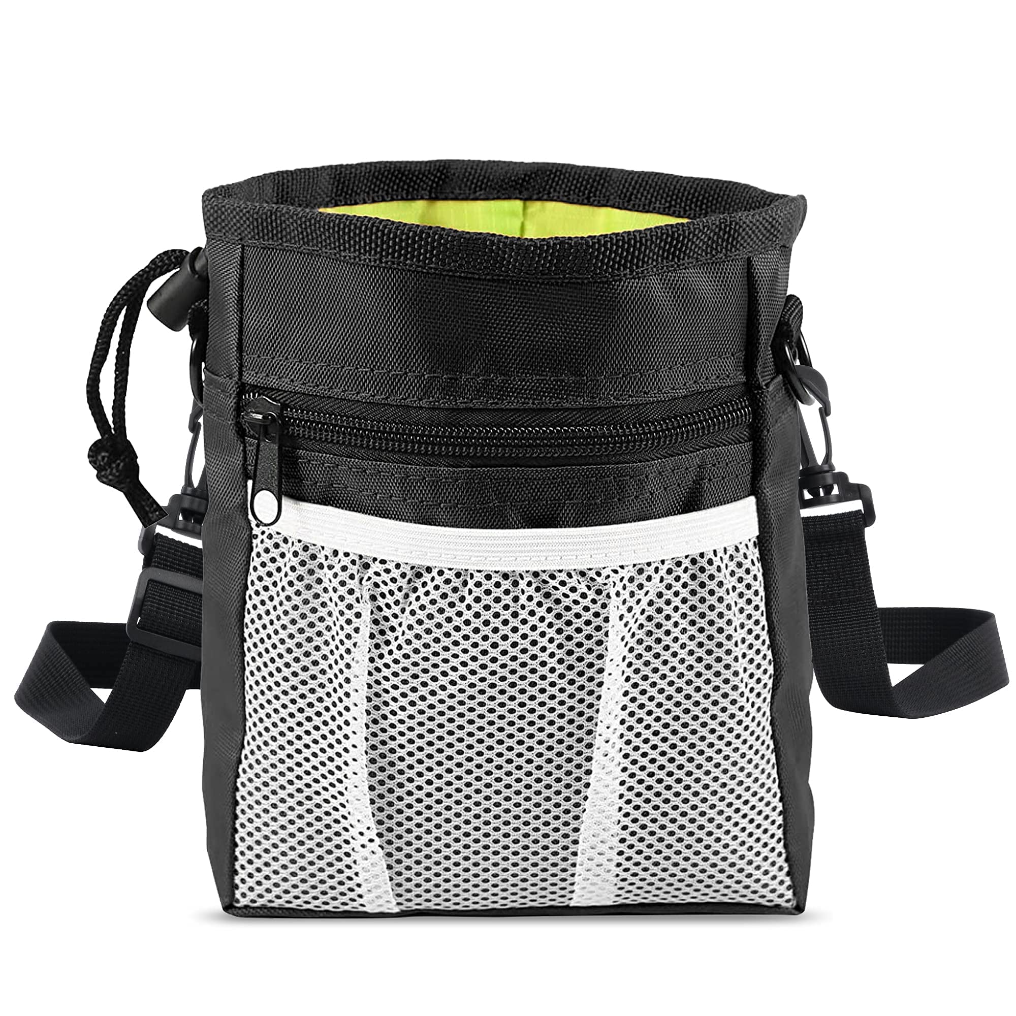 BesWlz Dog Training Treat Pouch - Waist & Shoulder Strap Pet Treat Bag with Poop Bag Dispenser for Small to Large Dogs (7.0x5.5x2.4 in, Black) - Perfect for Outdoor Walks, Obedience Training & Dog Park Visits