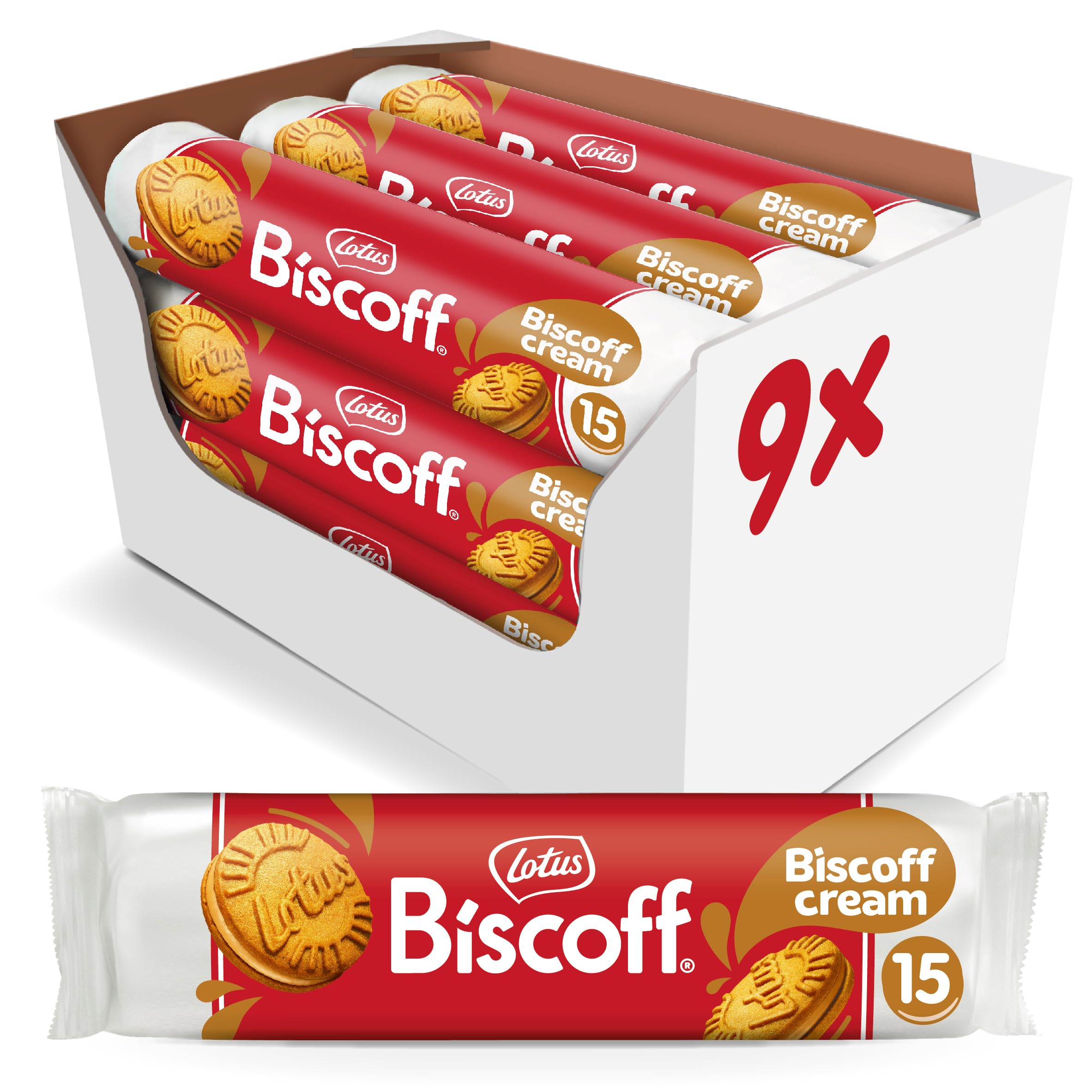 Lotus Biscoff Sandwich Cookies with Biscoff Cream - 15 Cookies per Pack, 5.29 Ounce (Pack of 9) | Perfect for Snacking, Coffee Pairing & Gift Giving