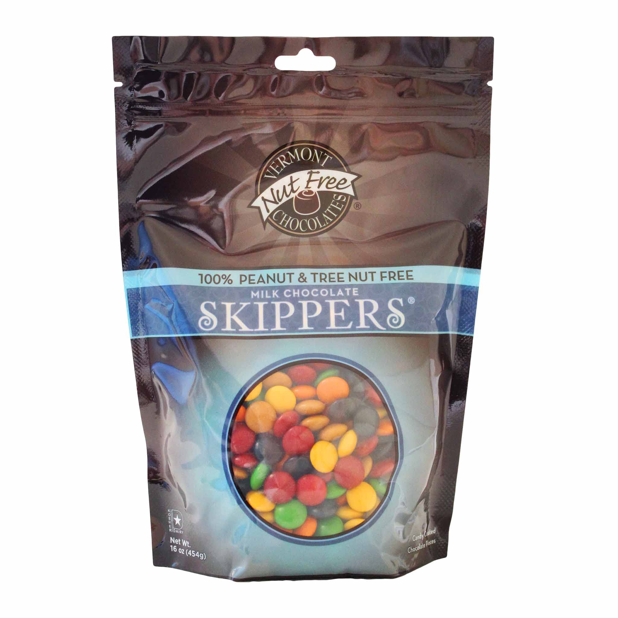 Vermont Nut Free Chocolates Skippers® - 16oz Milk Chocolate (2 Bags) | Allergy Friendly, Kosher Certified | Perfect for School Snacks, Birthday Parties & Gift Giving
