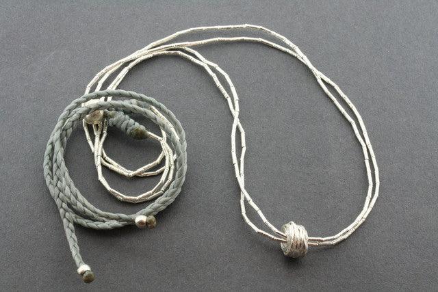 2 Strand Silver Necklace for Women - Elegant Grey Beaded Jewelry - Perfect for Casual Wear, Parties & Special Occasions
