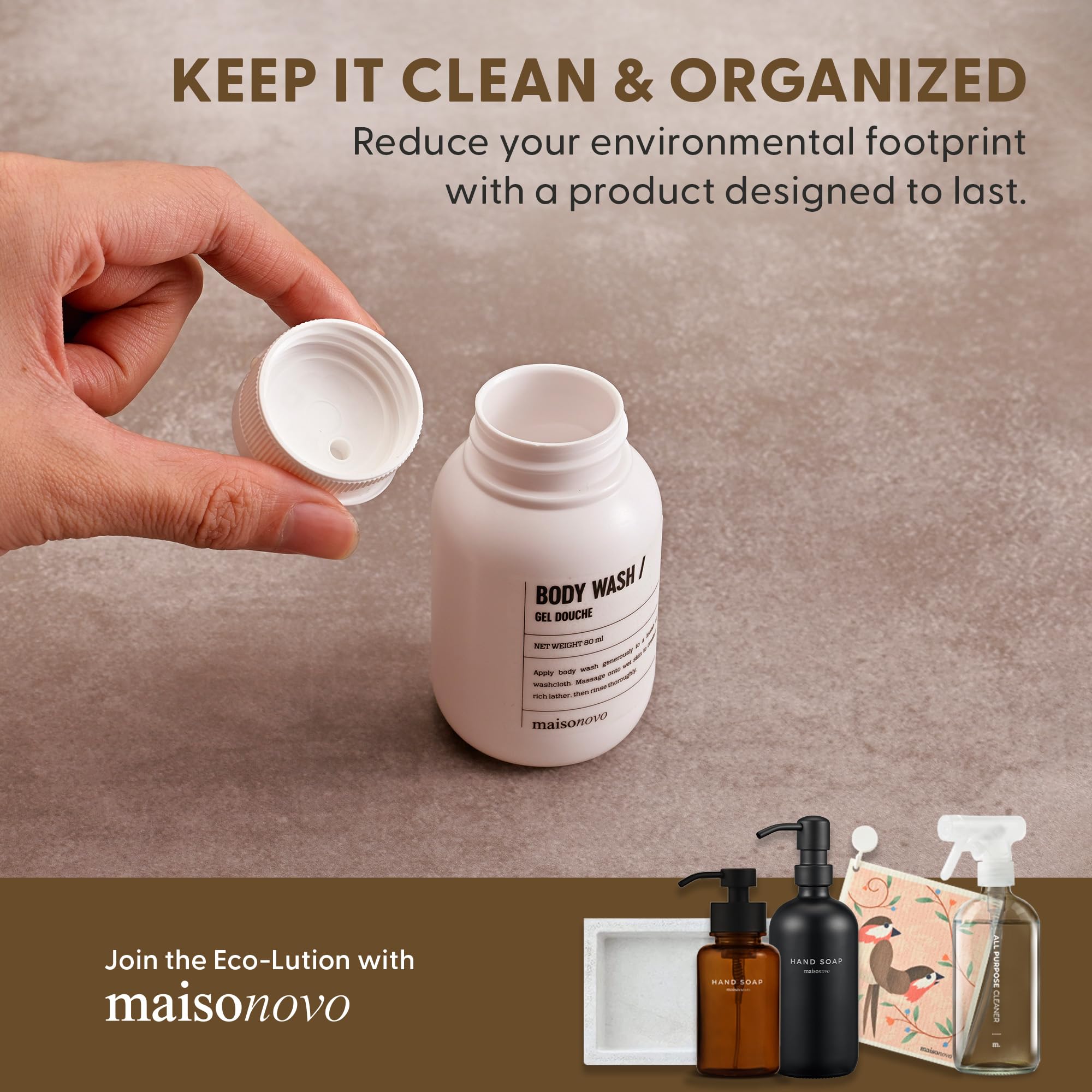 MAISONOVO TSA Approved Leak Proof Travel Bottles for Toiletries - 3oz Refillable Travel Size Containers with Waterproof Toiletry Bag | Perfect for Airplane Carry-on, Gym, Camping & Vacation Essentials