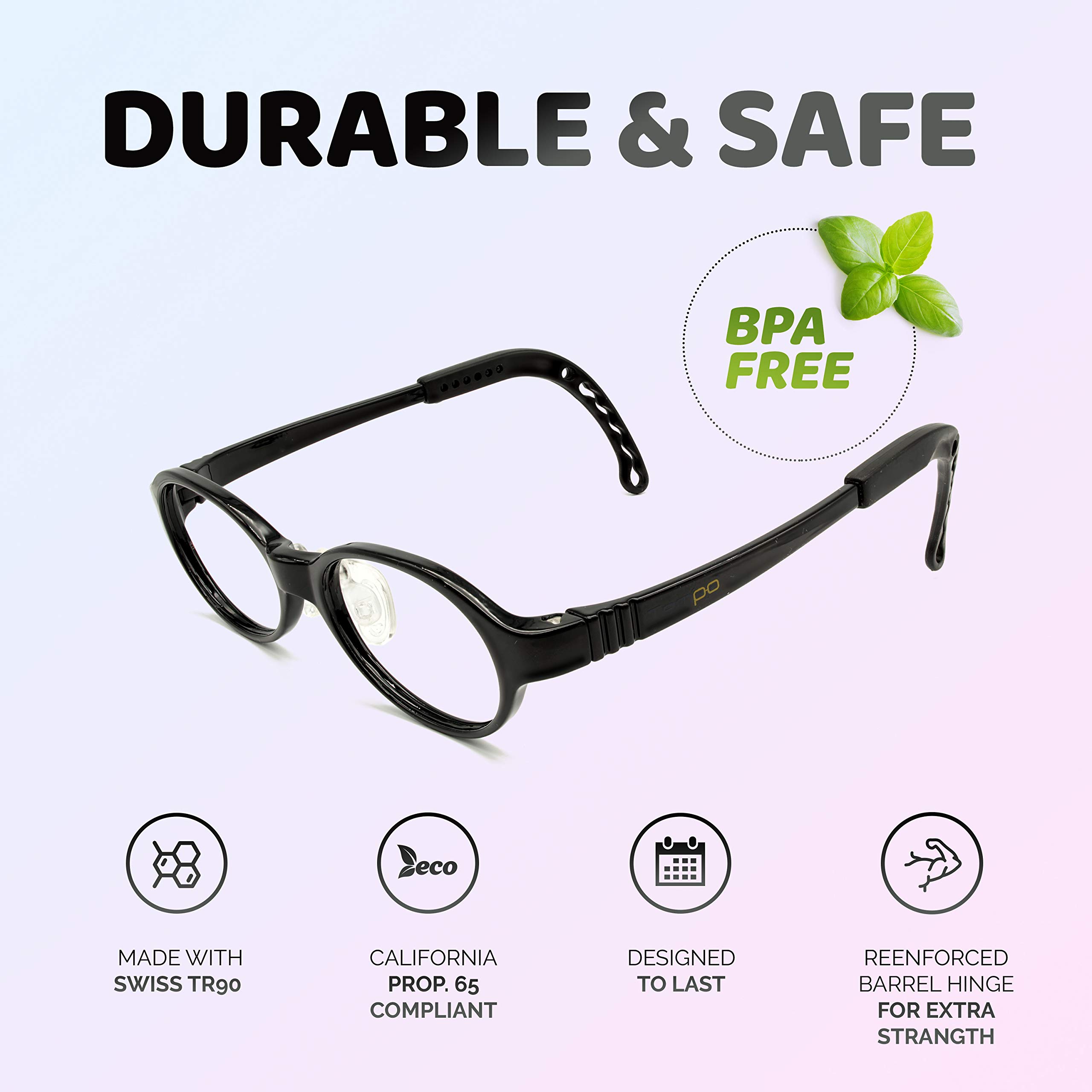 Adjustable Kids Glasses for Boys & Girls - Prescription Eyeglasses for Children with Flexible Temples - Perfect for School, Reading & Outdoor Activities - Model 2001