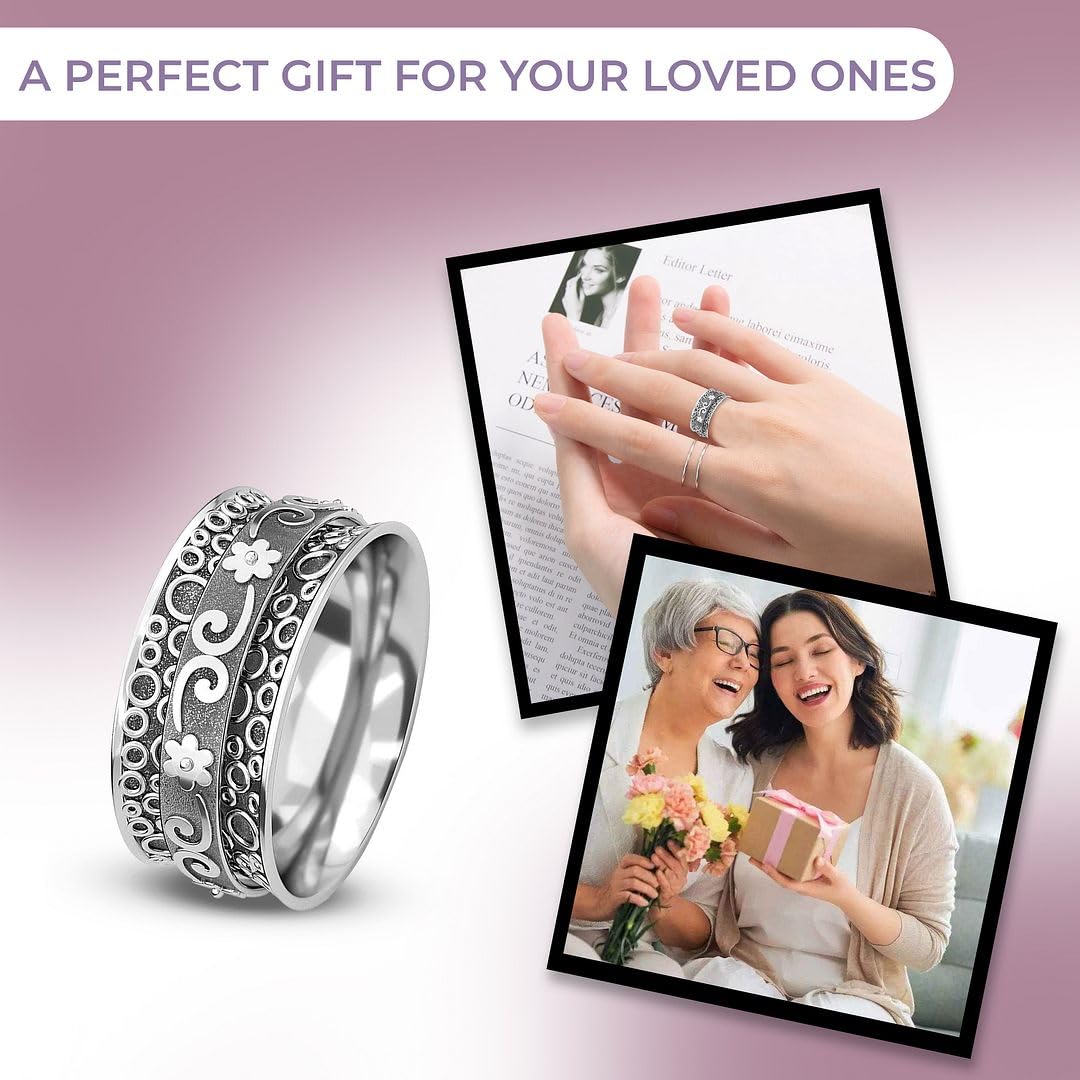 925 Sterling Silver Mom Spinner Ring - Elegant Jewelry Gift for Women, Mothers, Wife | Perfect for Birthday, Anniversary, Mother's Day | Stress Relief & Thoughtful Present