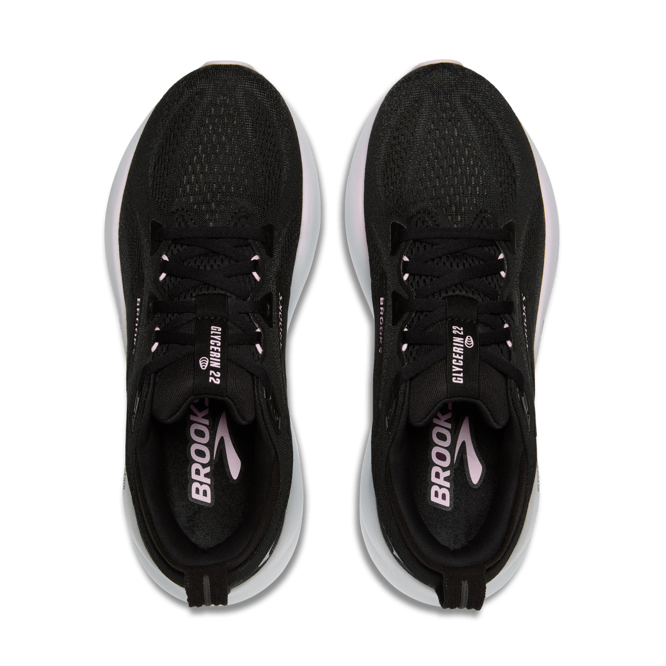 Brooks Glycerin 22 Women's Running Shoes - Black/Orchid Ice/White (B Width) - Premium Cushioning for Long Distance Running & Marathon Training