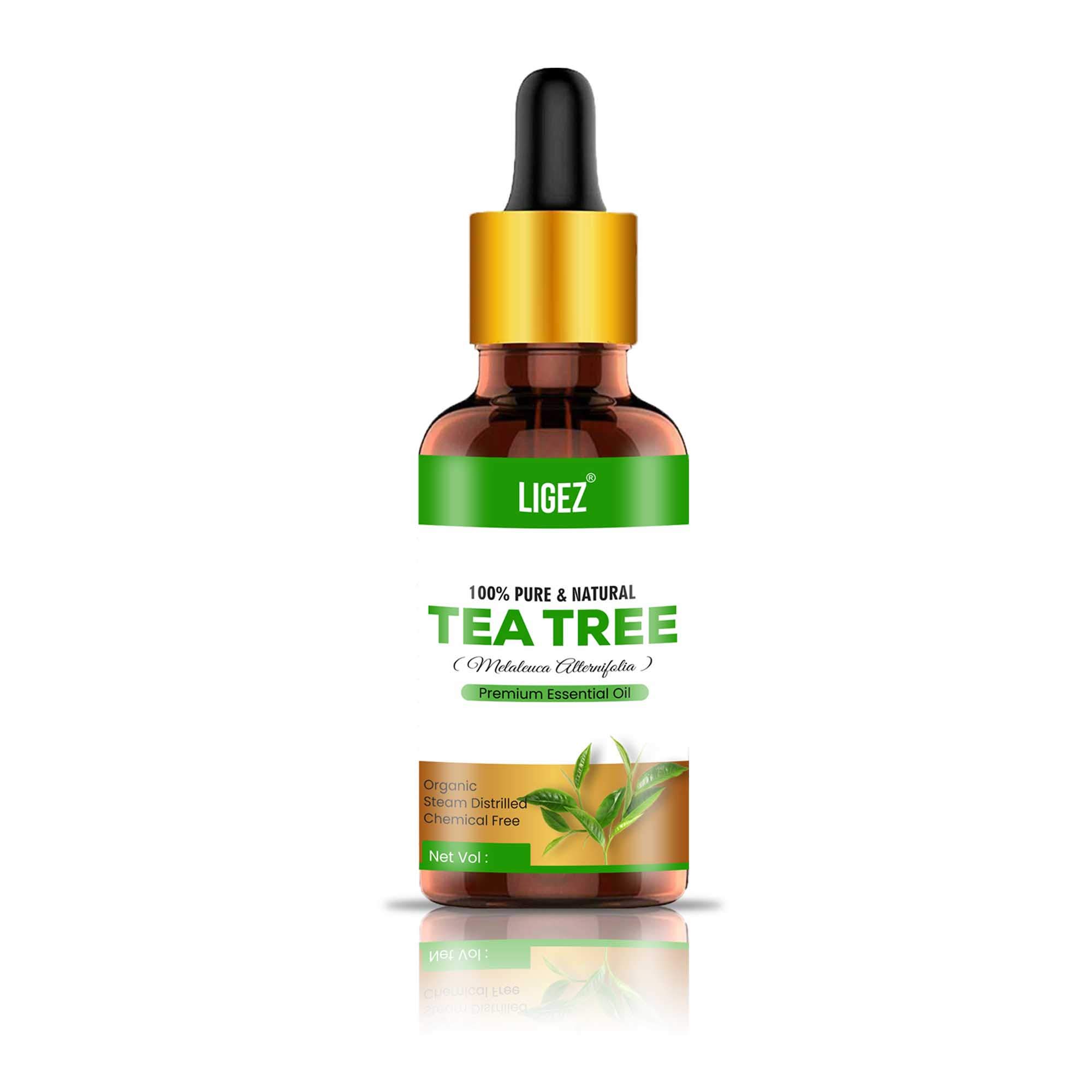 Ligez 100% Pure Tea Tree Essential Oil for Skin, Hair & Acne Care - Natural Undiluted Therapeutic Grade (10ml) - Perfect for Aromatherapy, DIY Beauty Products & Home Remedies