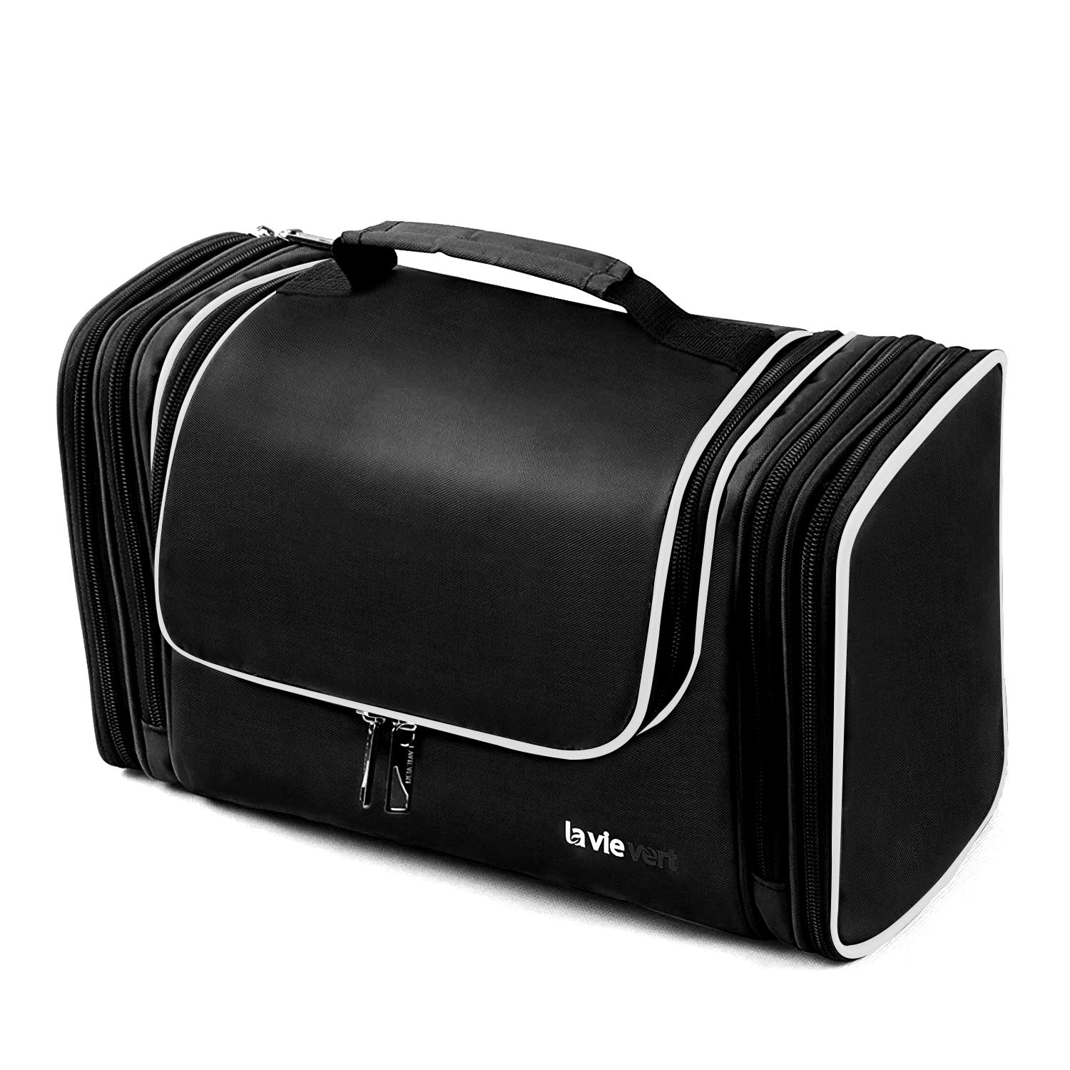 Lavievert Hanging Toiletry Bag for Travel - Waterproof Makeup Organizer & Cosmetic Storage Pouch - Portable Bathroom Essentials Bag for Business Trips, Vacation, Gym & Home Use (Black)