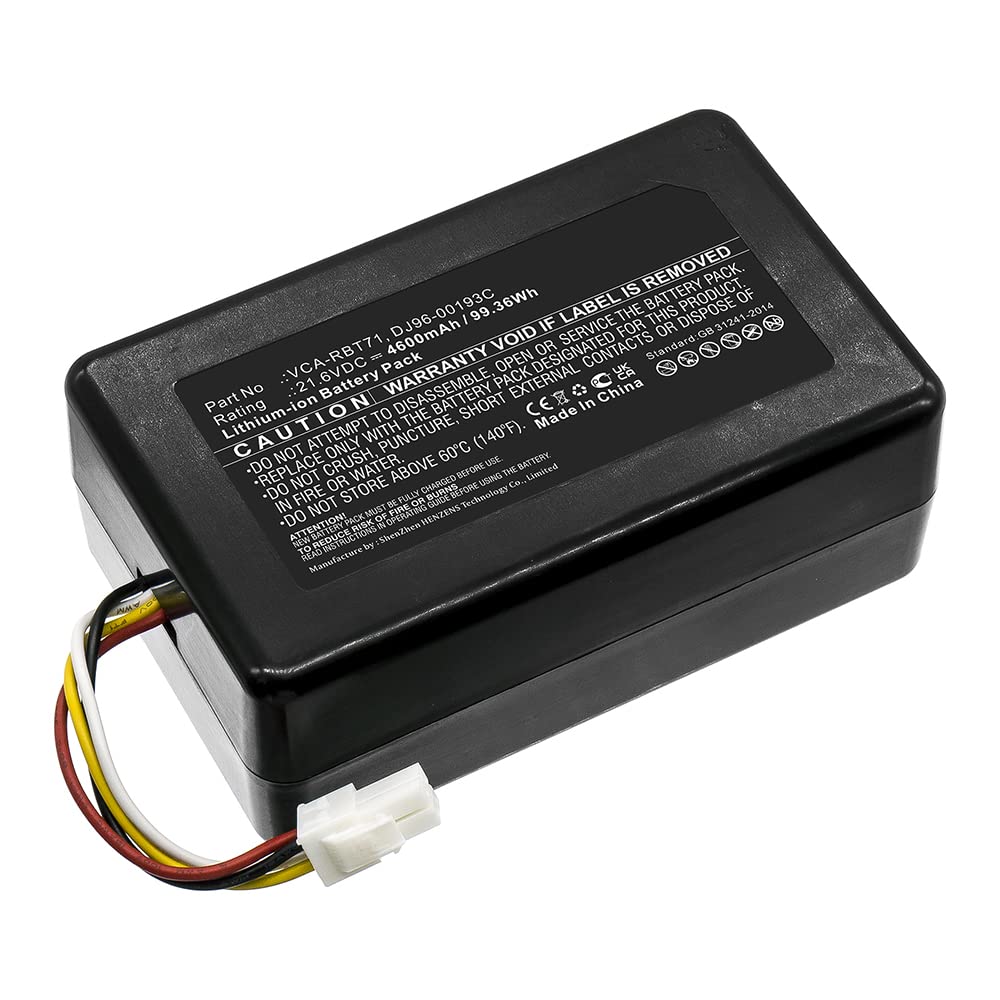 Synergy Digital Vacuum Cleaner Battery - 21.6V 4600mAh Li-ion Replacement for Samsung VR10M701PUW & DJ96-00193C - Ultra High Capacity Battery for Powerful Home Cleaning