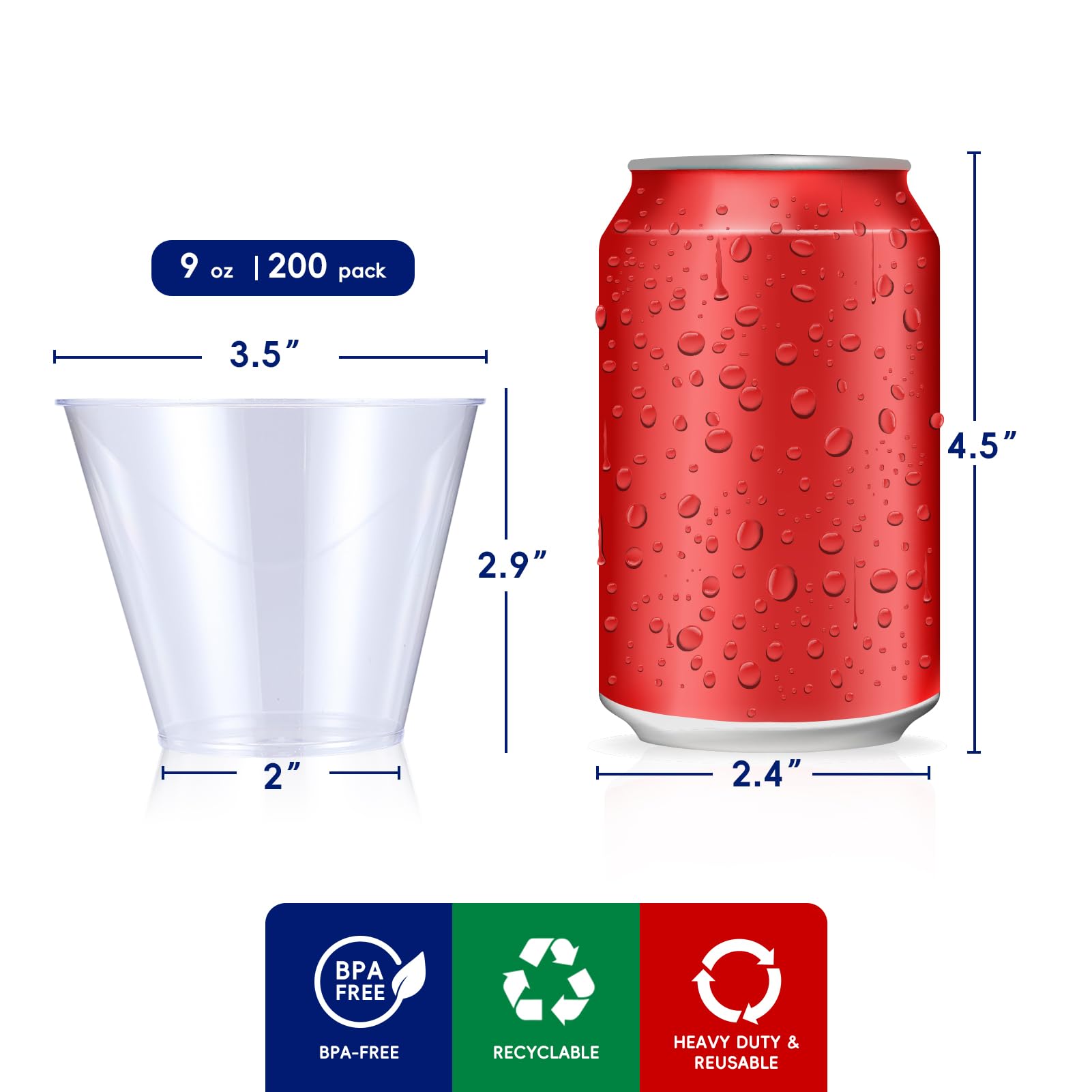 JOLLY CHEF 12oz Clear Disposable Plastic Cups - Heavy Duty Party Tumblers for Thanksgiving, Halloween & Christmas - Bulk Pack of 50 - Perfect for Beverages, Cocktails, and Holiday Celebrations