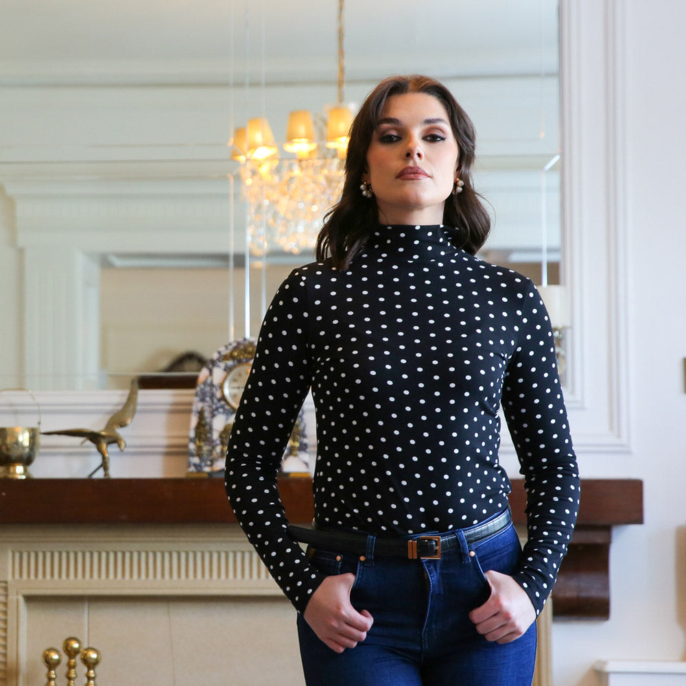 Halla Rollneck Top for Women - Soft & Stretchy Black Turtleneck Sweater - Perfect for Winter, Office Wear & Casual Outfits