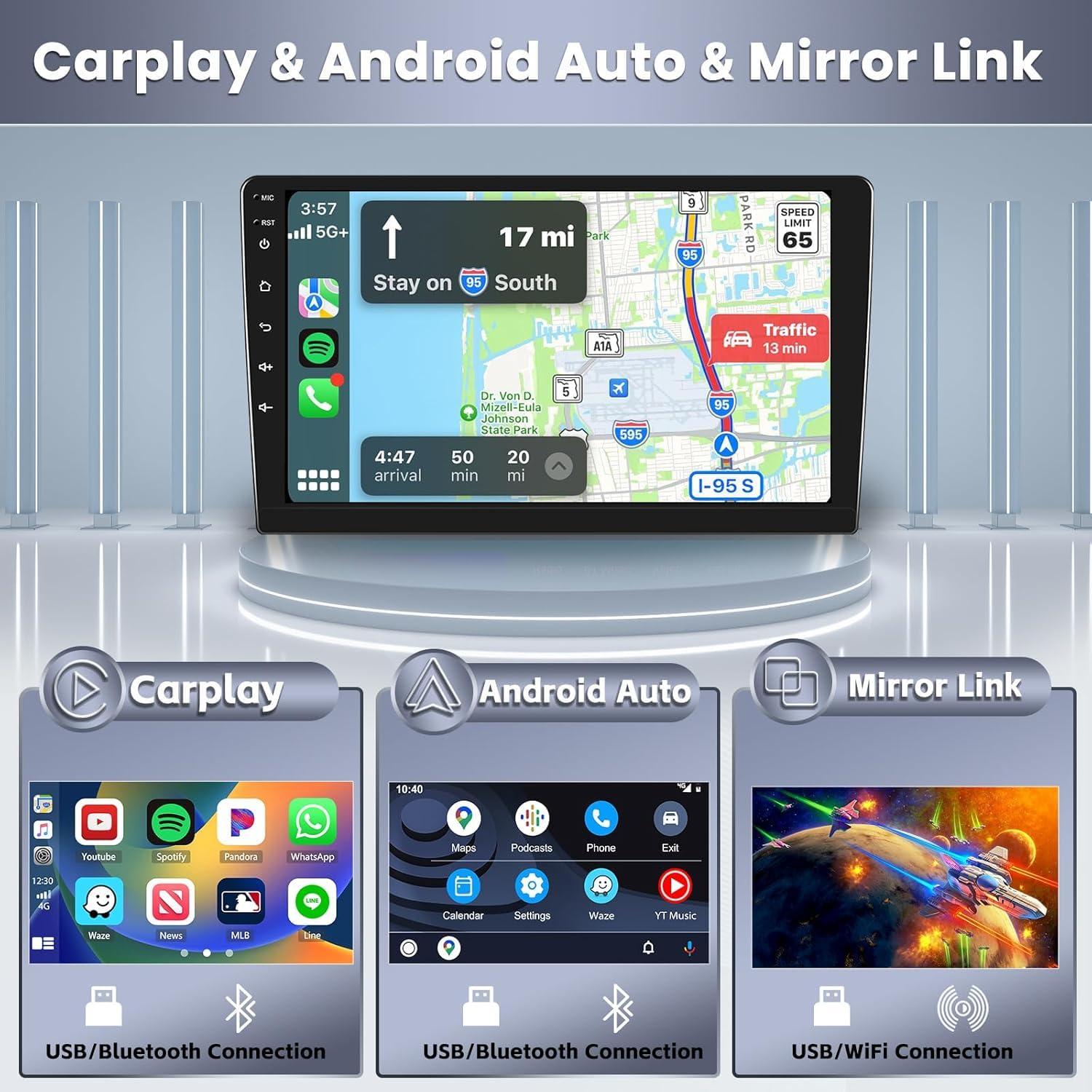 Hikity 2+64GB Android 13 Double Din Car Stereo with Wireless CarPlay & Android Auto - 9 Inch Touch Screen Bluetooth GPS WiFi FM RDS SWC Mic AHD Backup Camera Voice Control - Perfect for Car Audio Upgrade & Hands-Free Driving