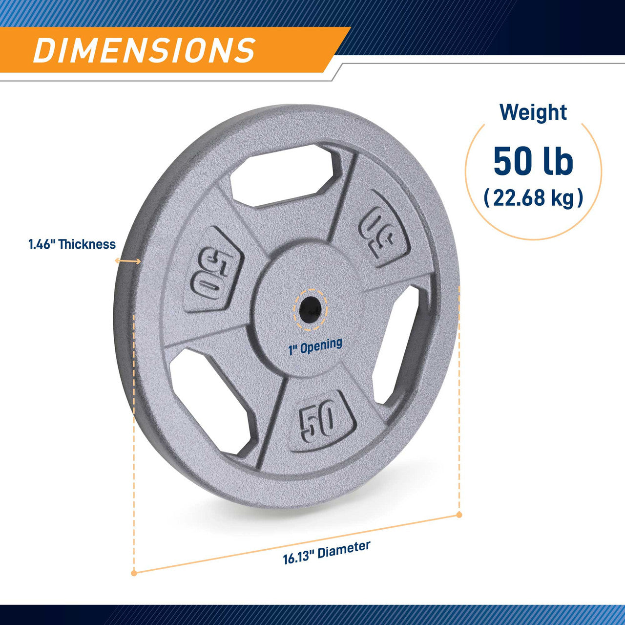 50lb Standard Size Grip Plate - B5G 5550 Weight Plate for Strength Training & Home Gym Workouts | Perfect for CrossFit, Powerlifting & Fitness Enthusiasts