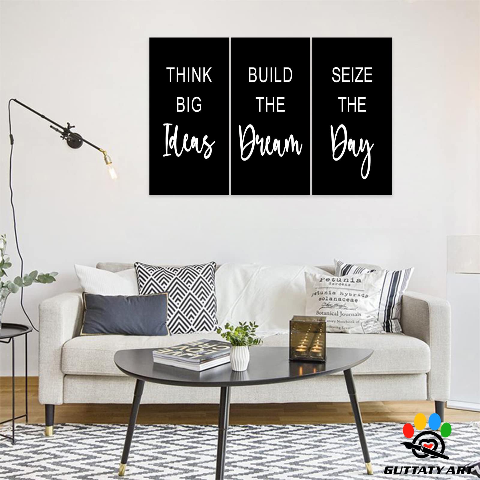 3-Piece Motivational Wall Art Set for Office & Home Decor - Inspirational Quote Canvas Posters in Black & White (12”x18”) - Perfect for Workspace, Living Room & Company Decor to Boost Productivity & Positivity
