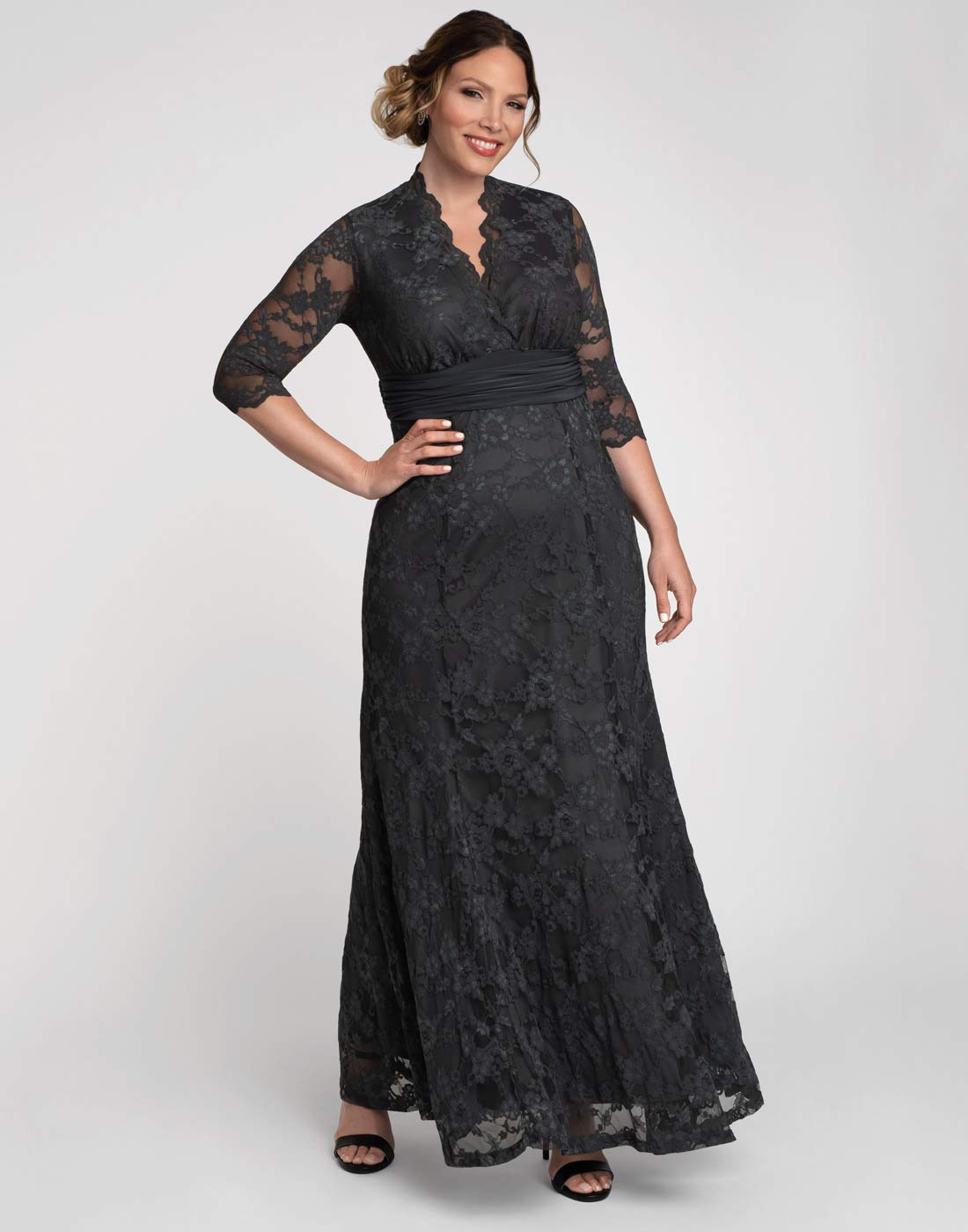 Kiyonna Women's Plus Size Screen Siren Lace Evening Gown - Elegant Formal Dress for Prom, Wedding & Special Occasions