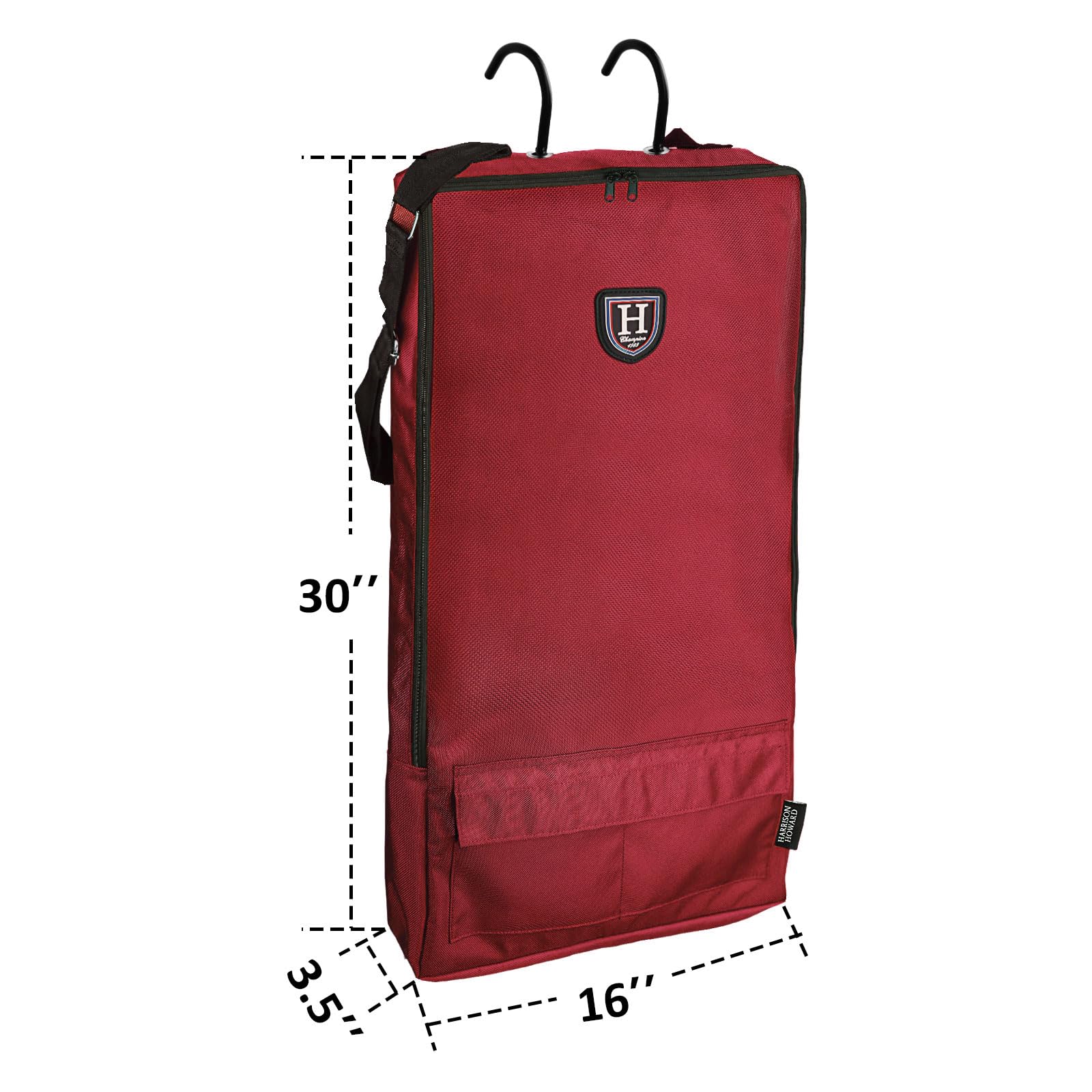 Harrison Howard Waterproof Horse Tack Carry Bag with 3-Prong Tack Rack - Durable Bridle/Halter Storage for Equestrian Gear (Burgundy) - Perfect for Horse Shows, Trail Rides & Stable Organization